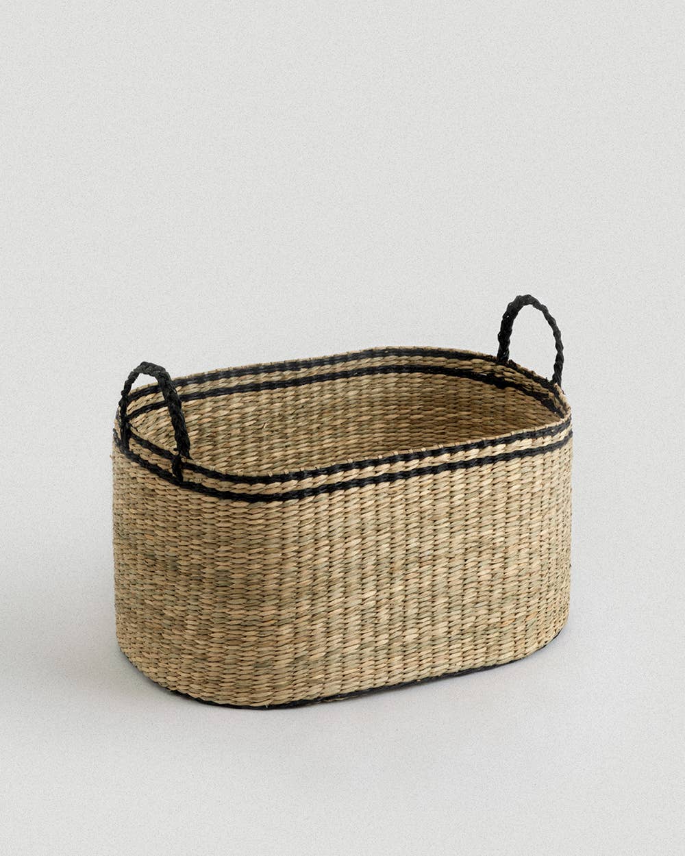 Oval Seagrass Basket – Black Kori Oval L