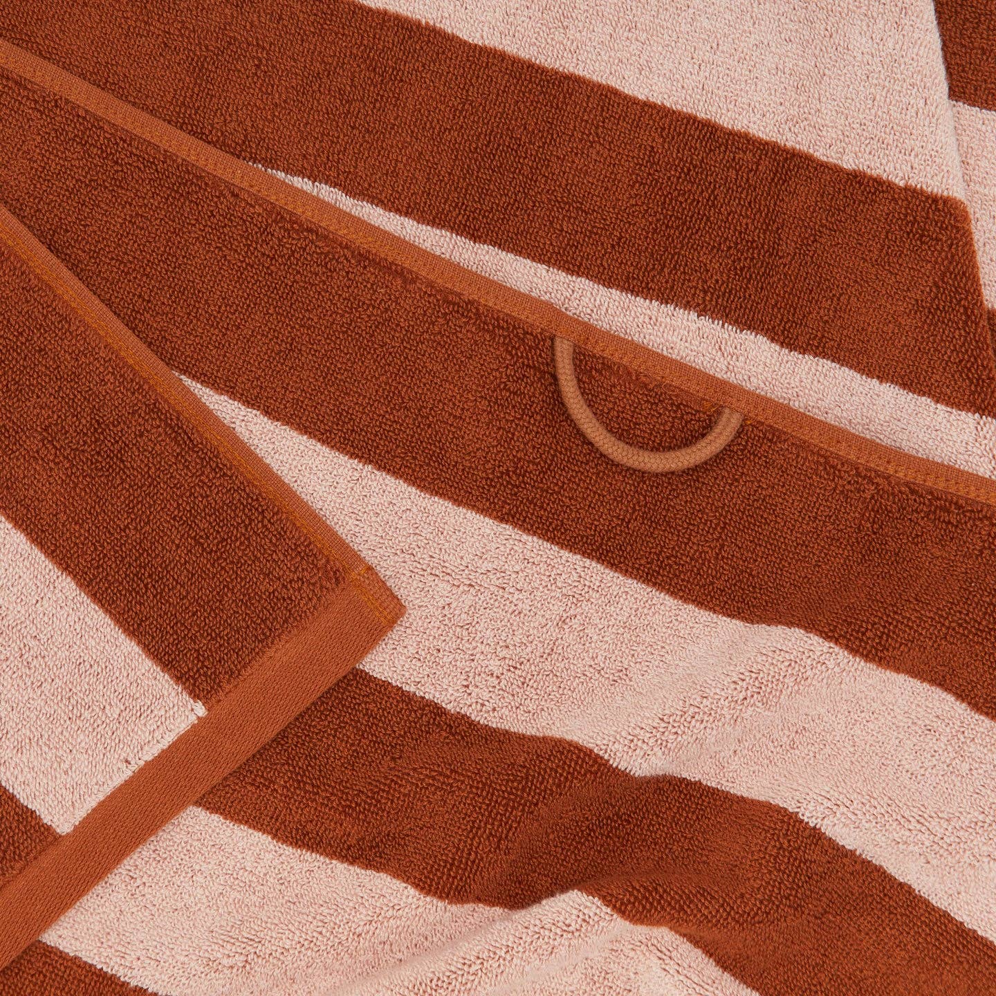 SIMPLE STRIPED TERRY TOWELS - BLUSH/TERRACOTTA: WASHCLOTH