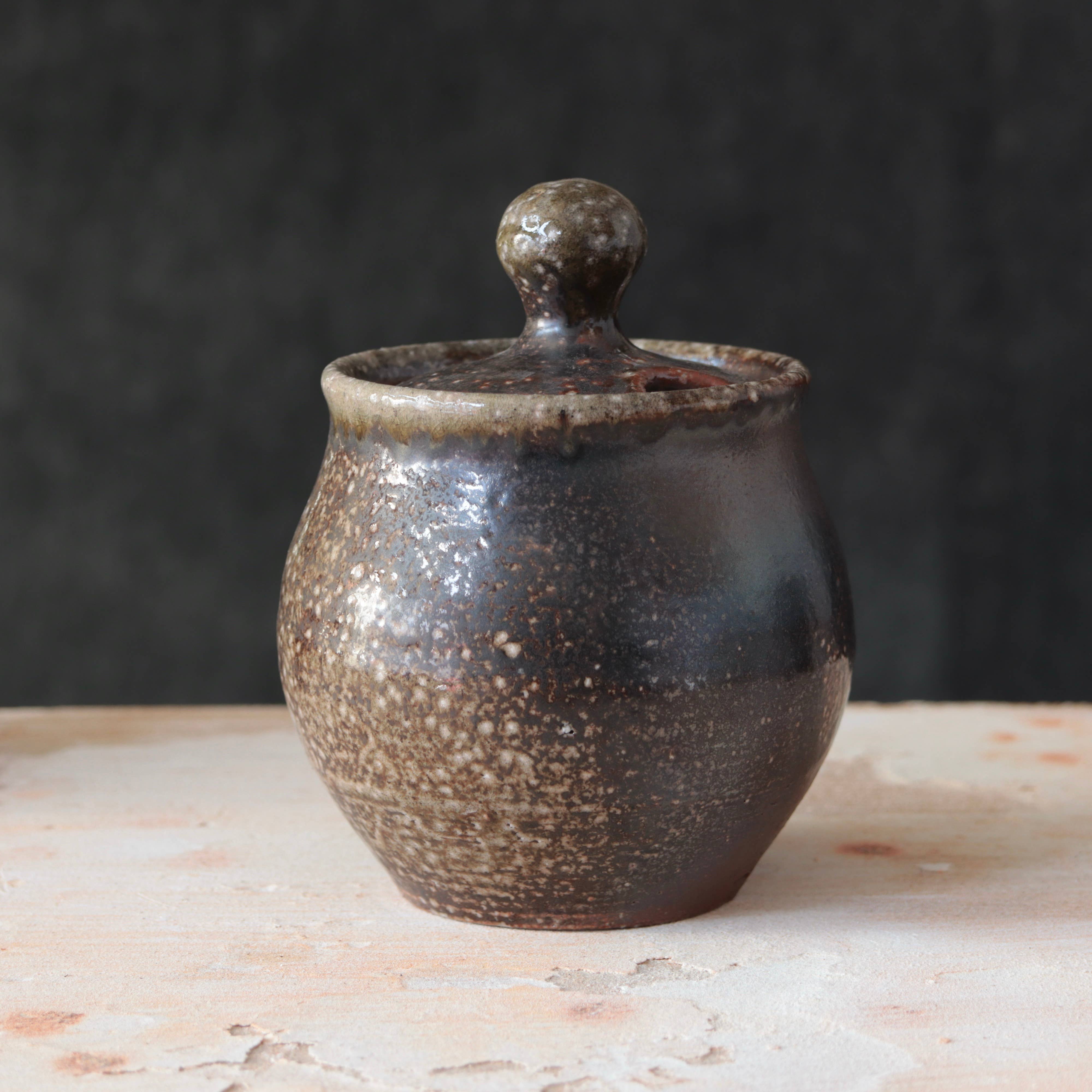 Soda-Fired Sugar Jars Dark Surface Round
