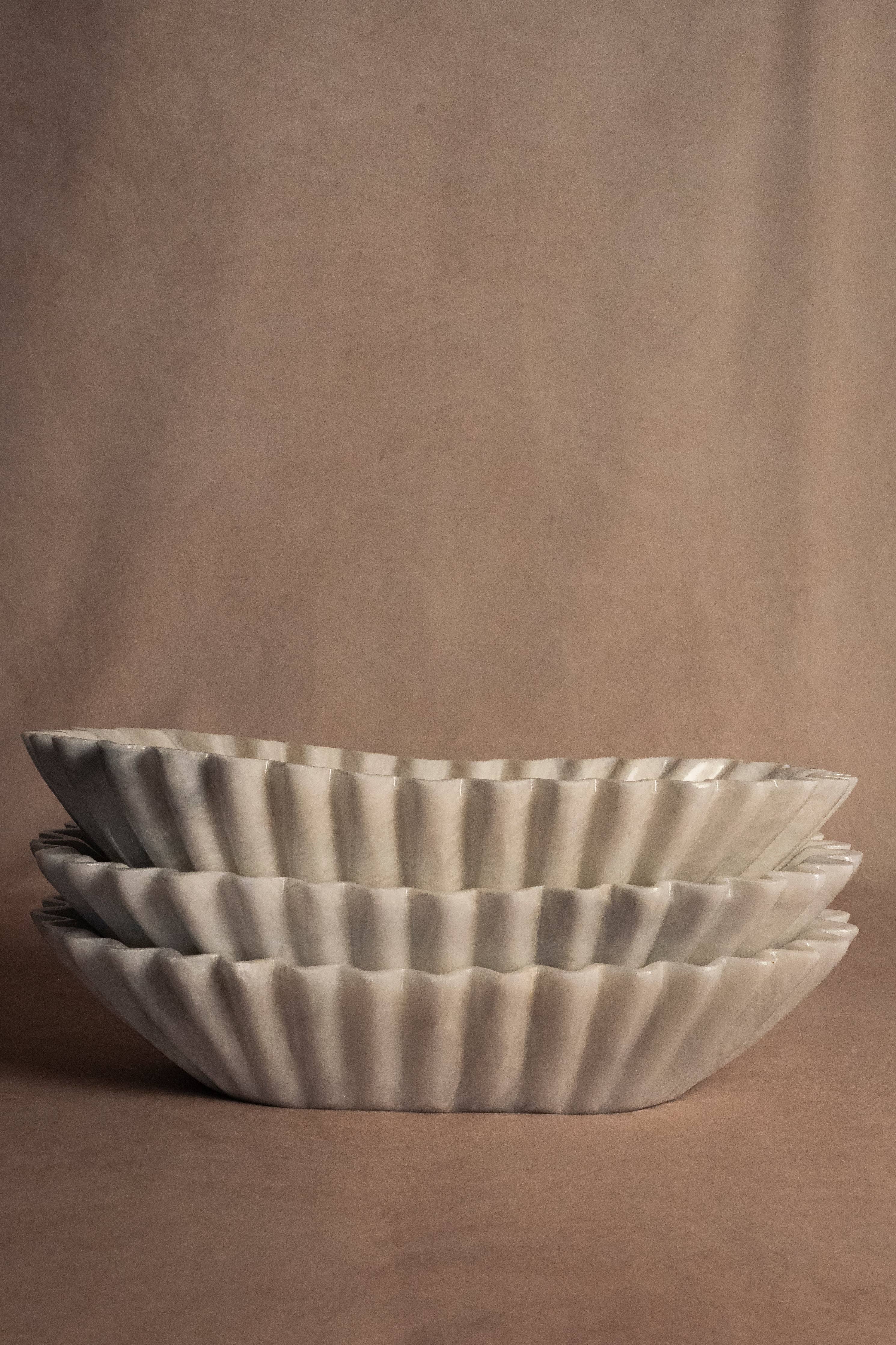 Fluted Marble Bowl - Medium