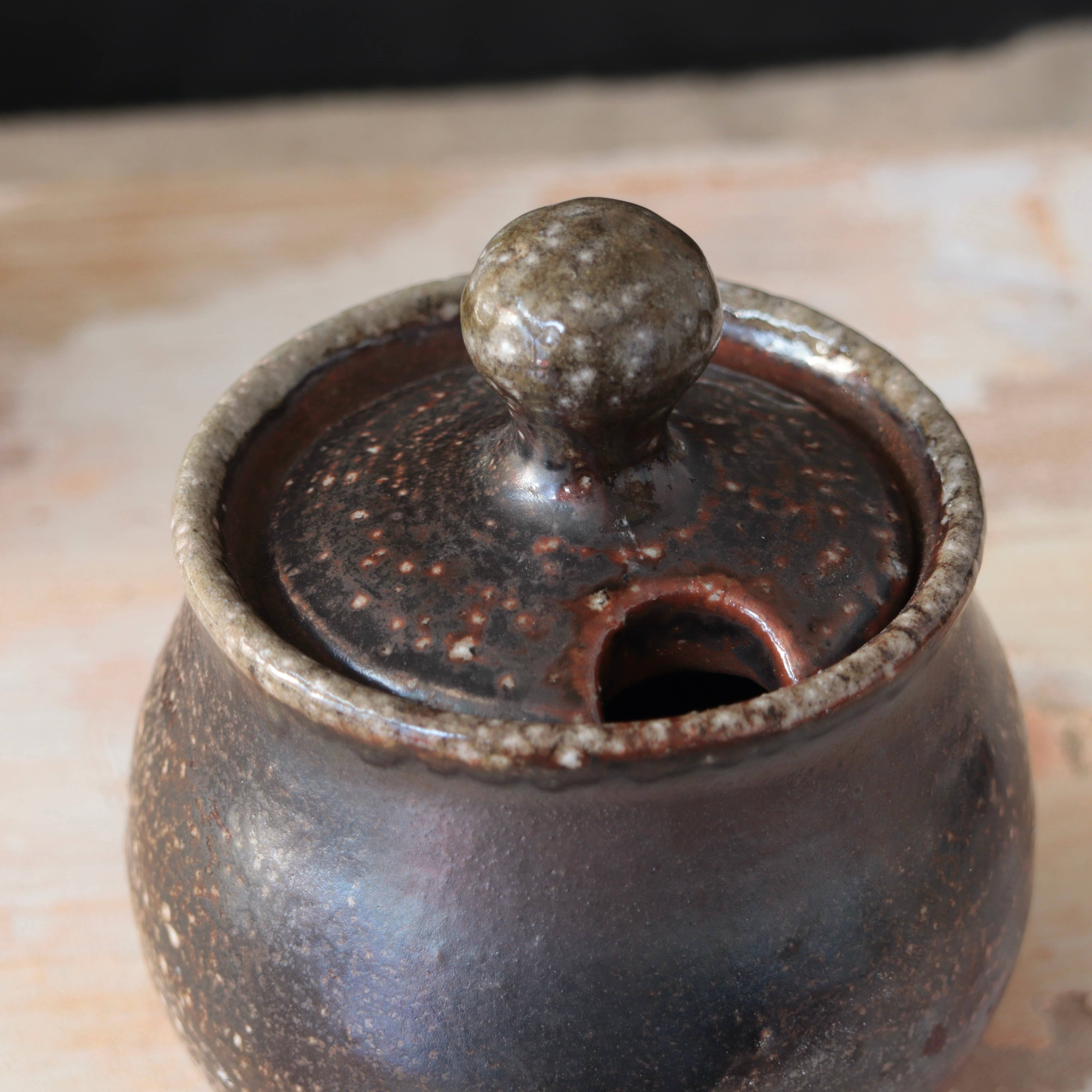 Soda-Fired Sugar Jars Dark Surface Round