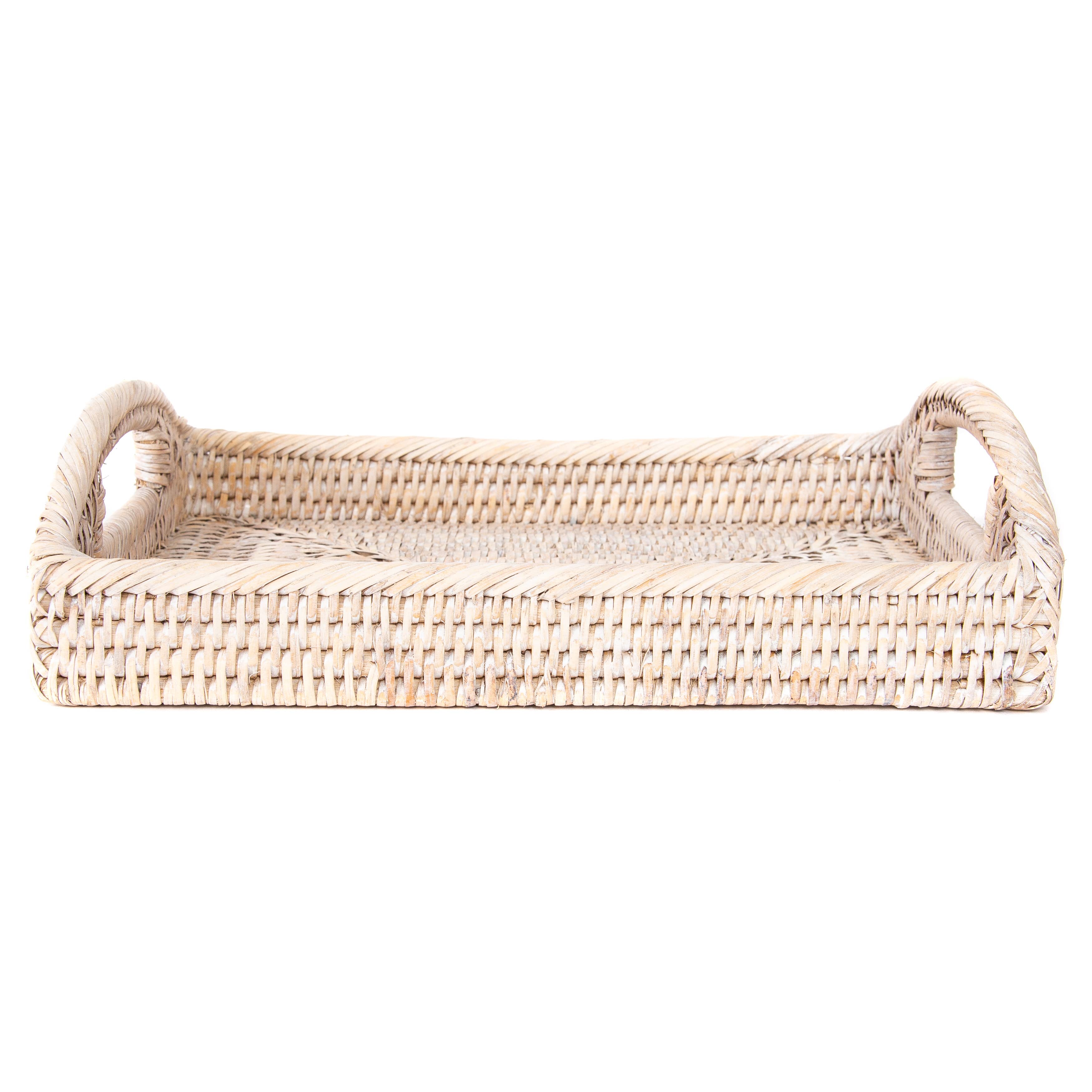 Artifacts Rattan™ Rectangular Vanity Tray With High Handles: Honey Brown
