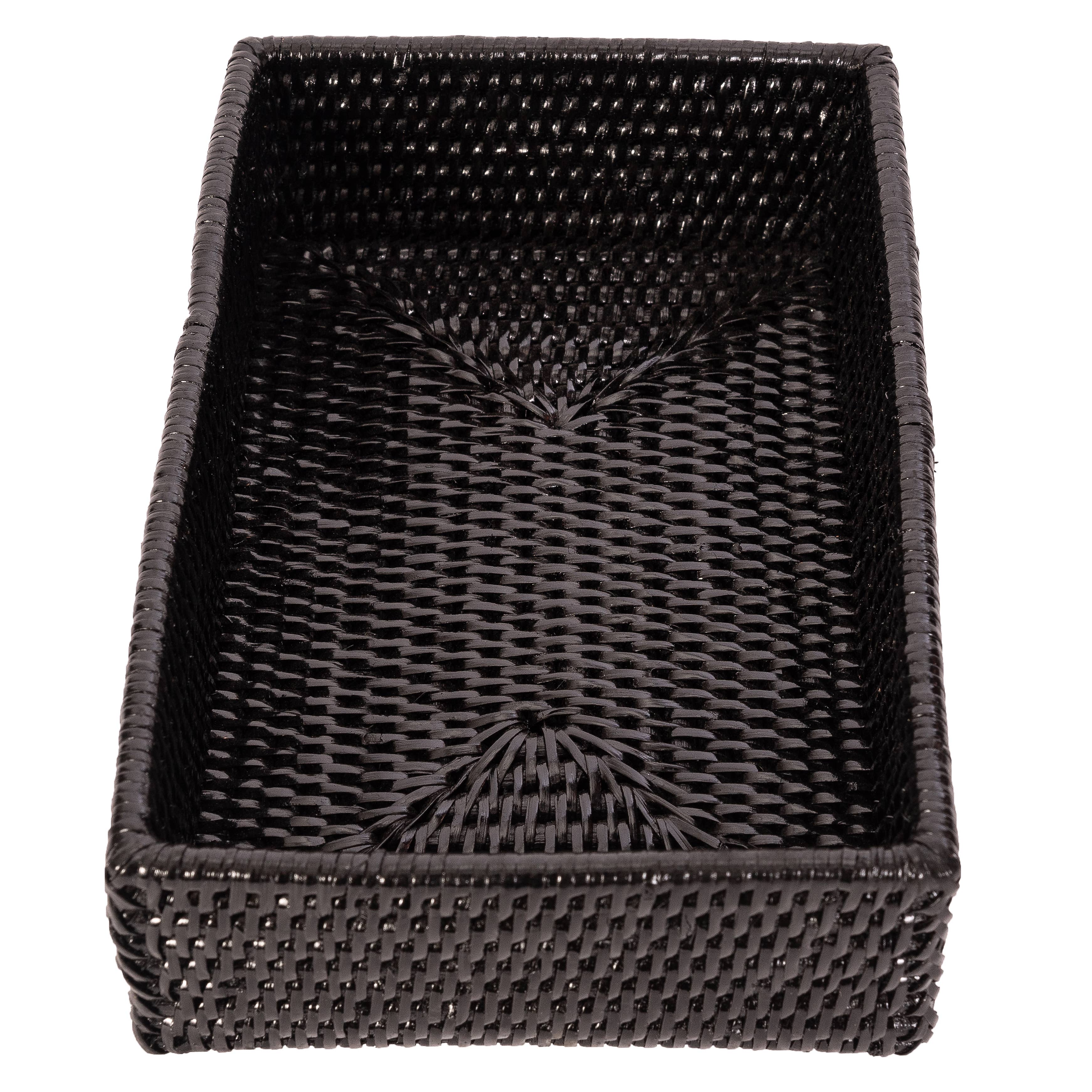 Artifacts Rattan™ Guest Towel - Rectangular Napkin Holder: Tudor Black