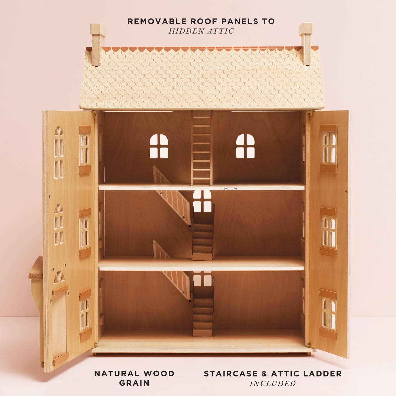 The Grand Natural Wood Doll House
