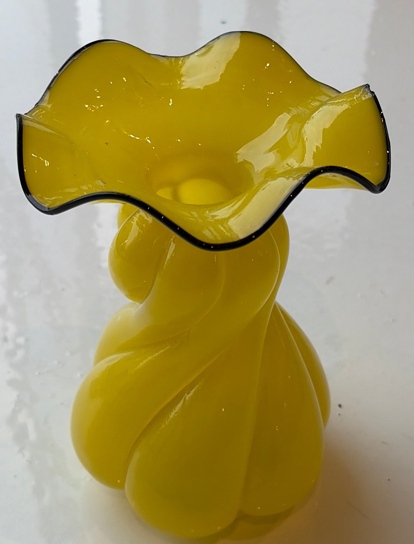 Yellow Italian Glass Blown Vase 7.5” tall