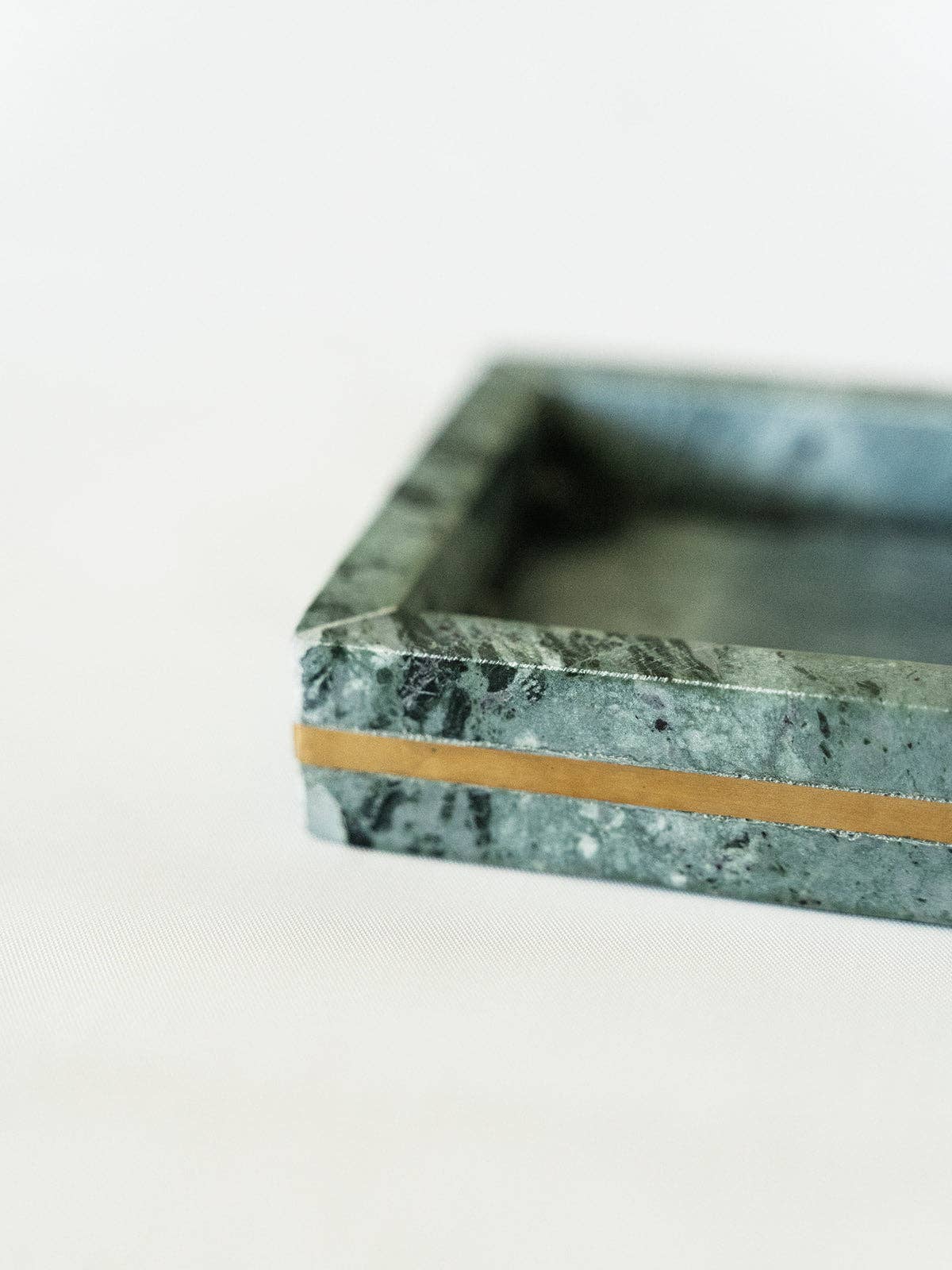 Green Marble and Brass Tray: SMALL
