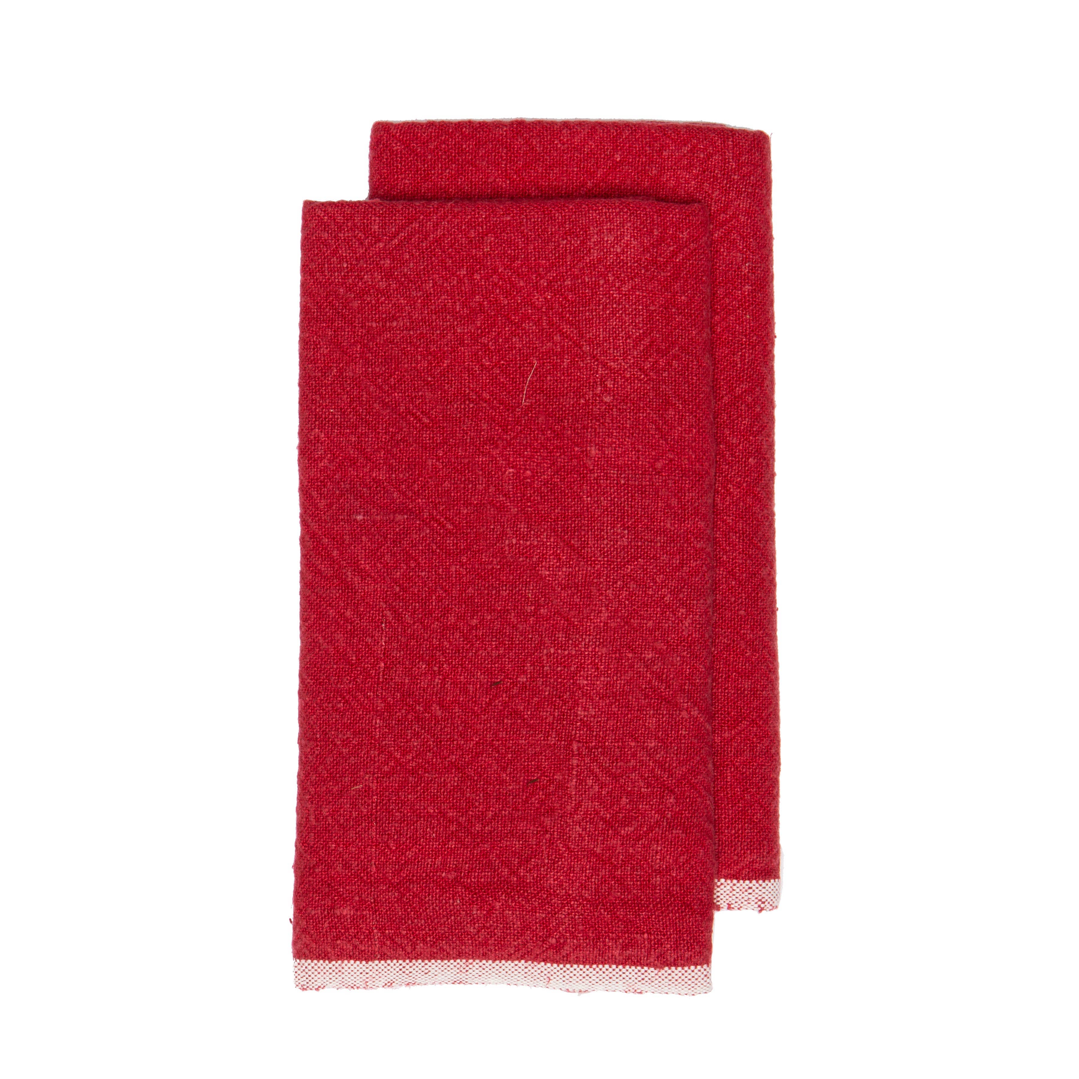 Chunky Linen Red Towels 20x30 - Set of 2: Red