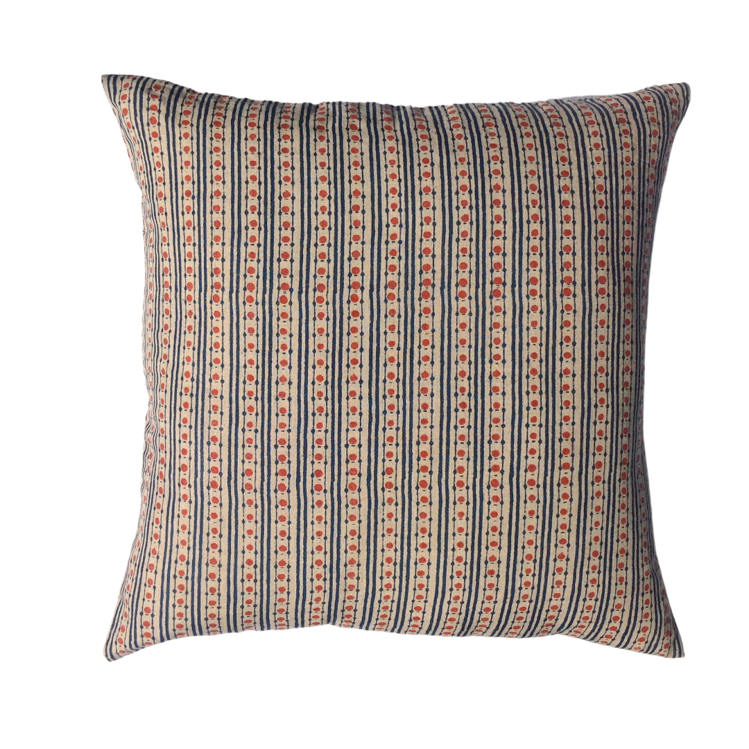 Dora Indigo/Brick Red Decorative Pillow Cover 20x20