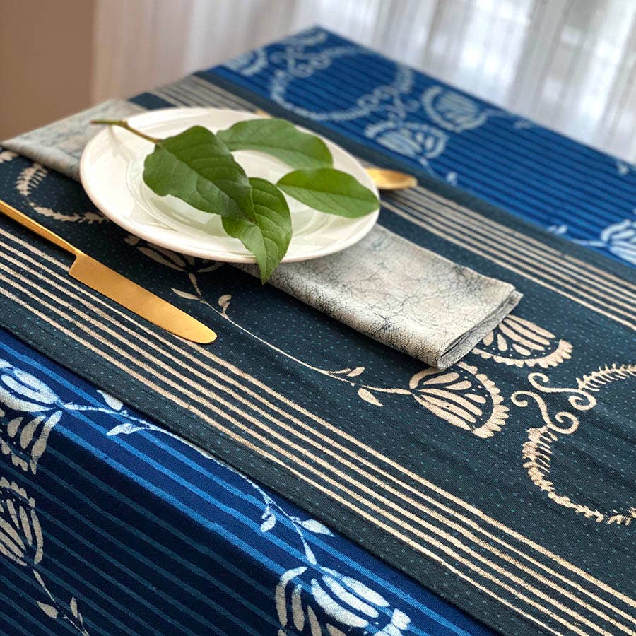 Black & White Table Linens Cotton Table Runner - Danya