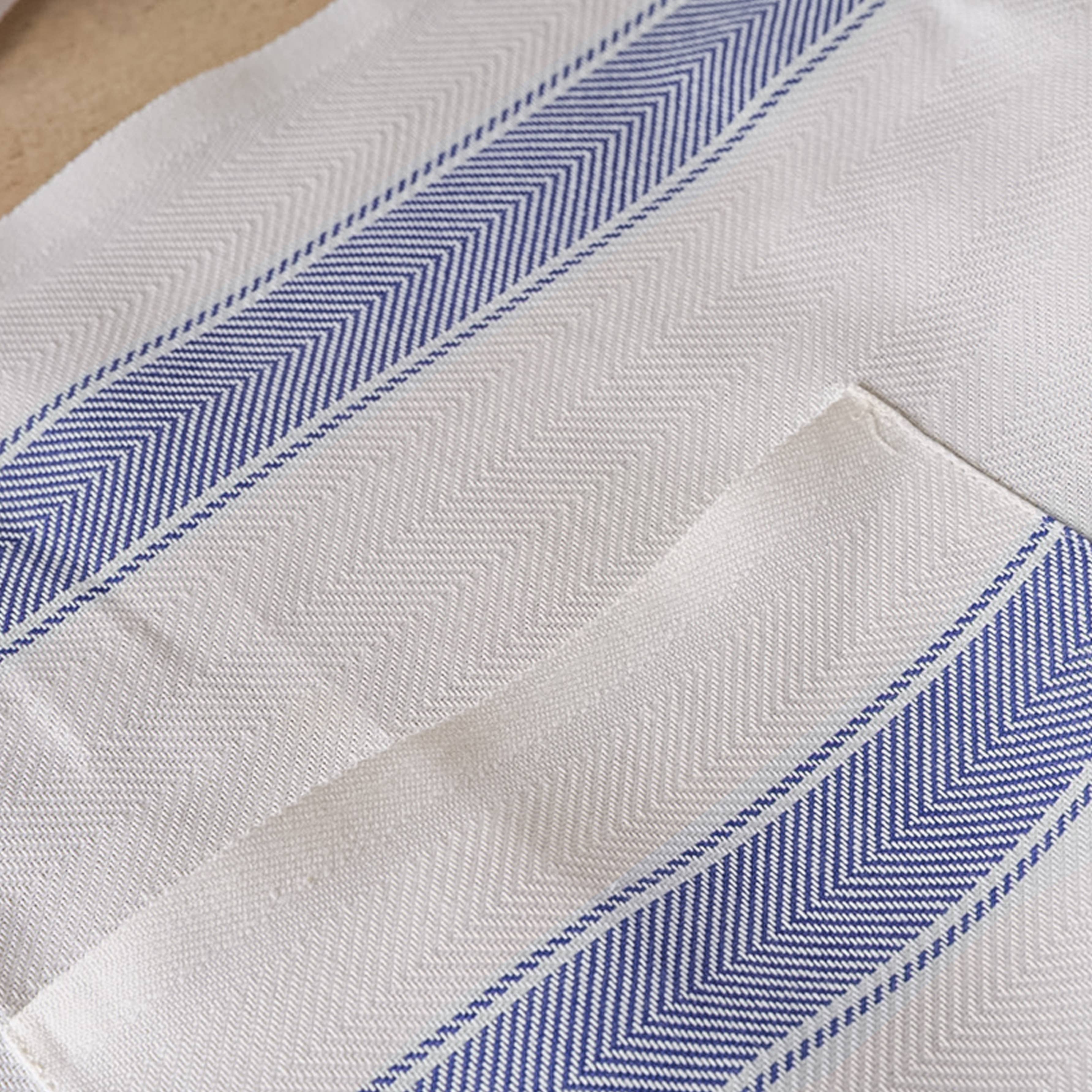 Classic Italian Apron - 100% Cotton - Herringbone Blue