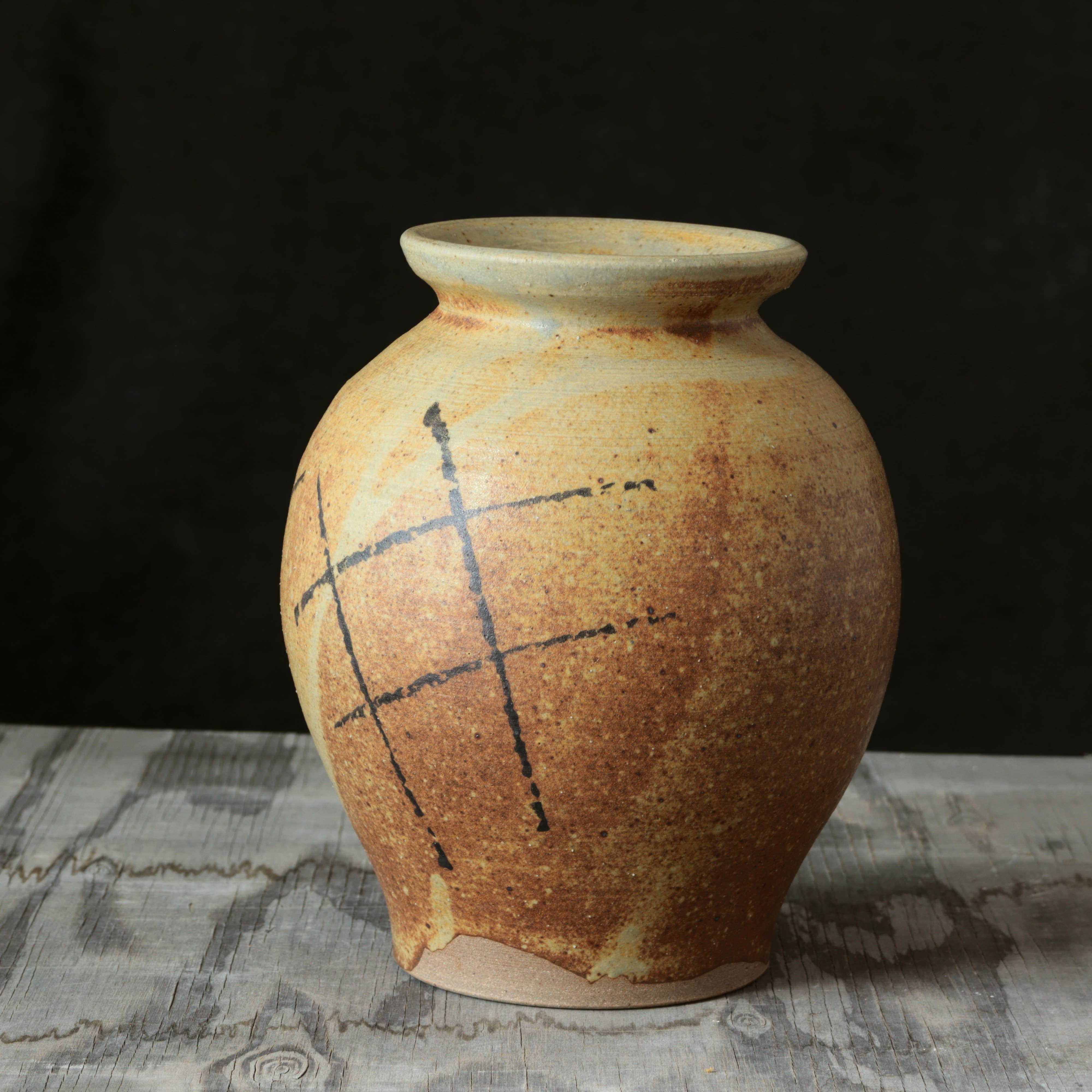 Yellow and Black 7-8" Vase