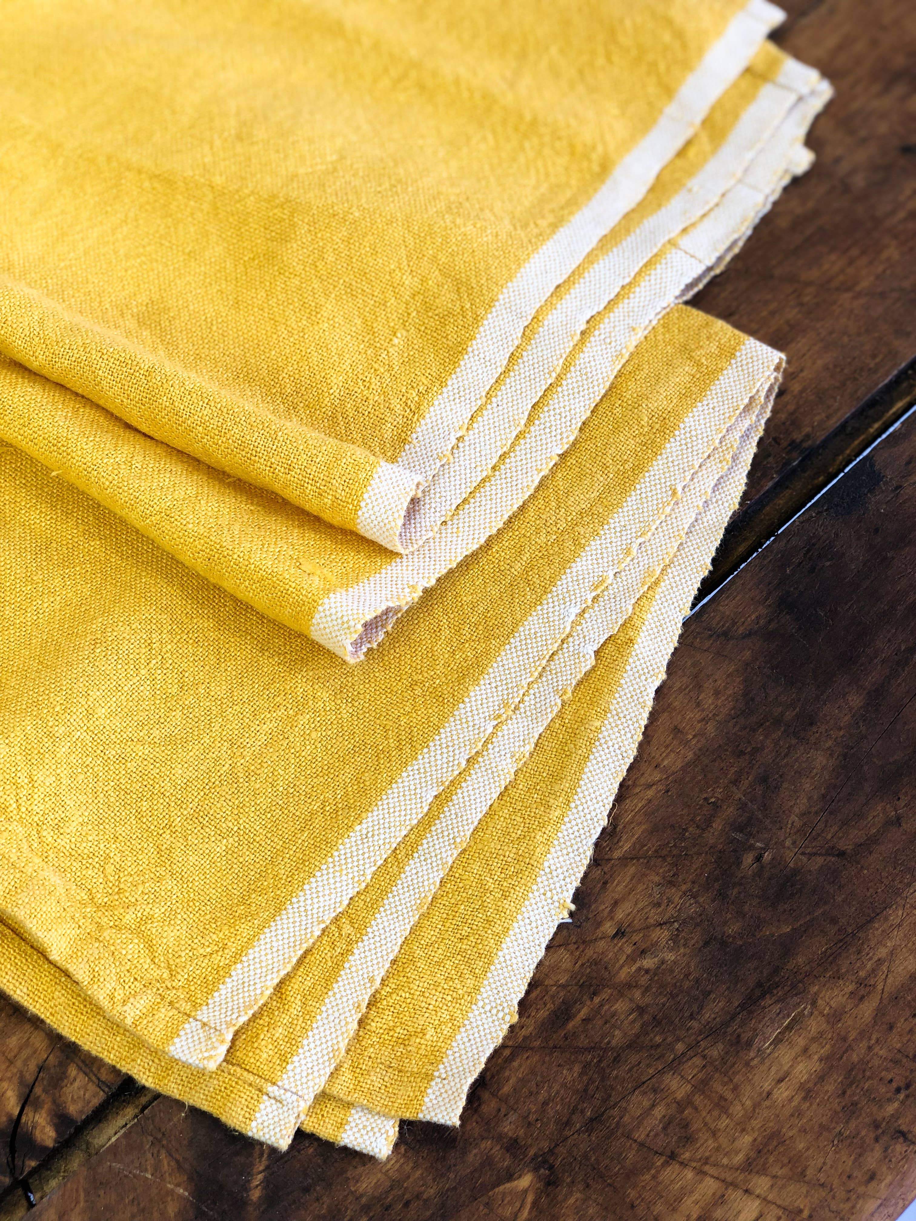 Chunky Linen Mustard Towels 20x30