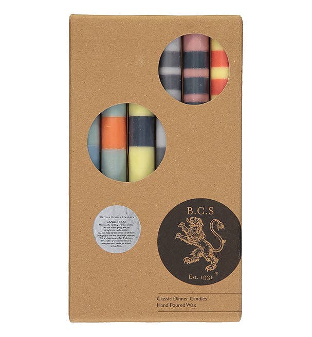 Striped Mixed Pack of Striped Eco Dinner Candles, Box of 6