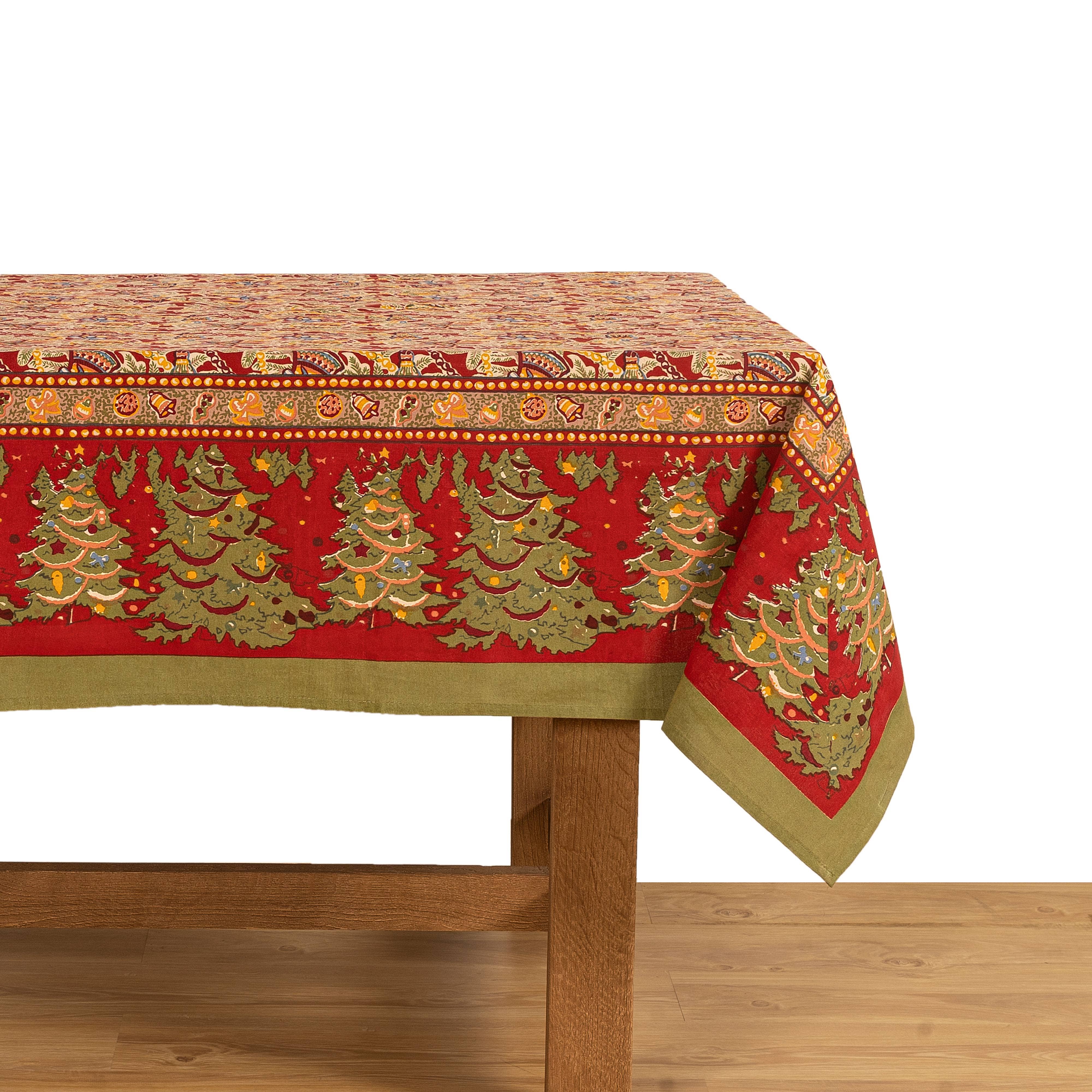 Noel Red & Green | French Tablecloths: 59" x 59"