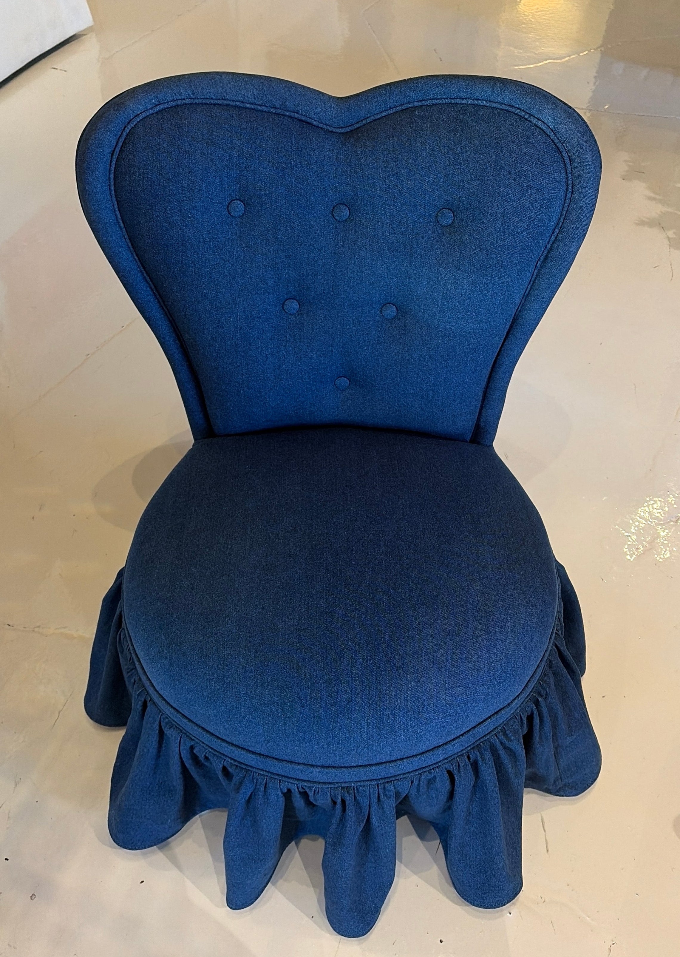 Mustache-Back Denim Vanity Chair