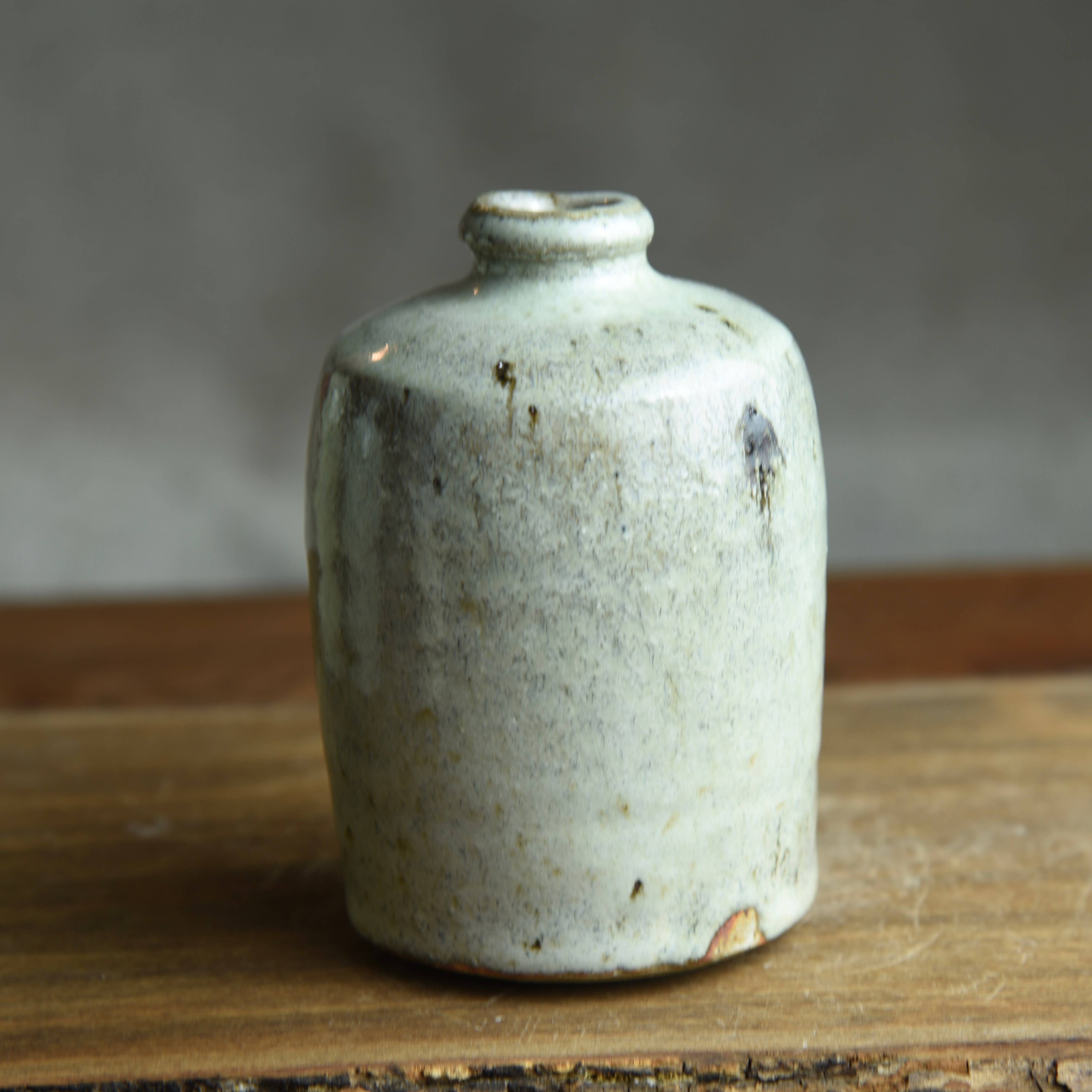 Medium Bud Vase in White Ash Glaze Foraged Clay
