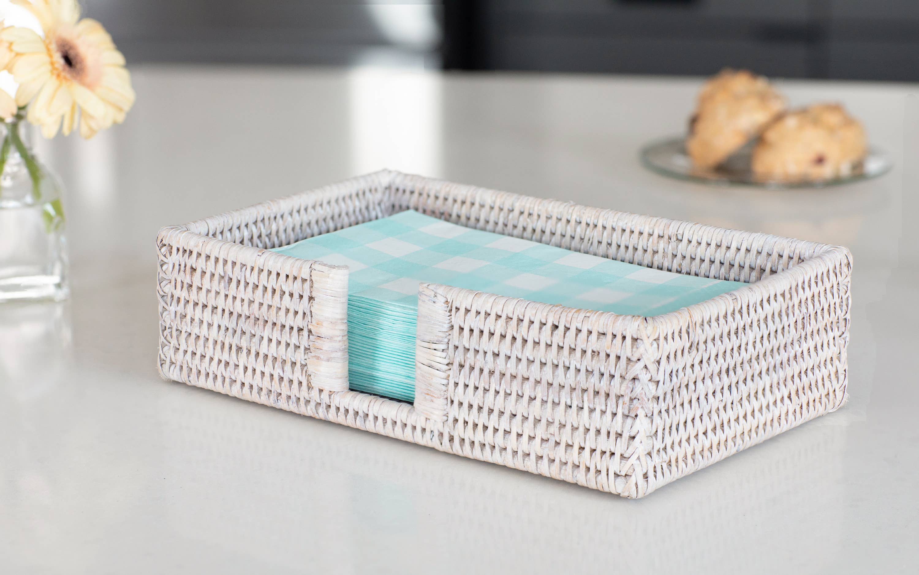 Artifacts Rattan™ Guest Towel/Napkin Holder with Cutout: Tudor Black