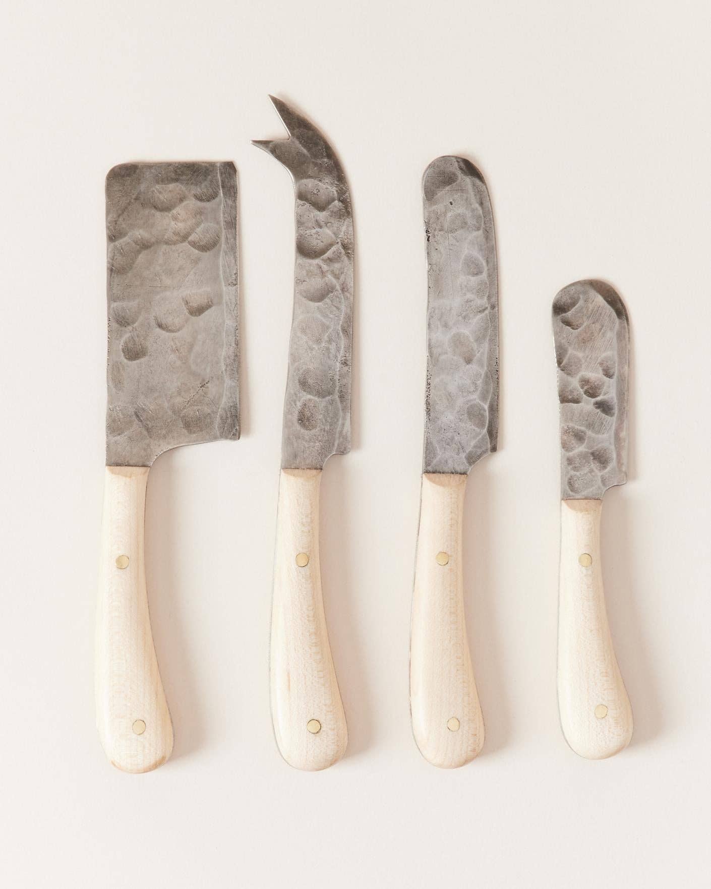 Artisan Forged Cheese Knives: Beech