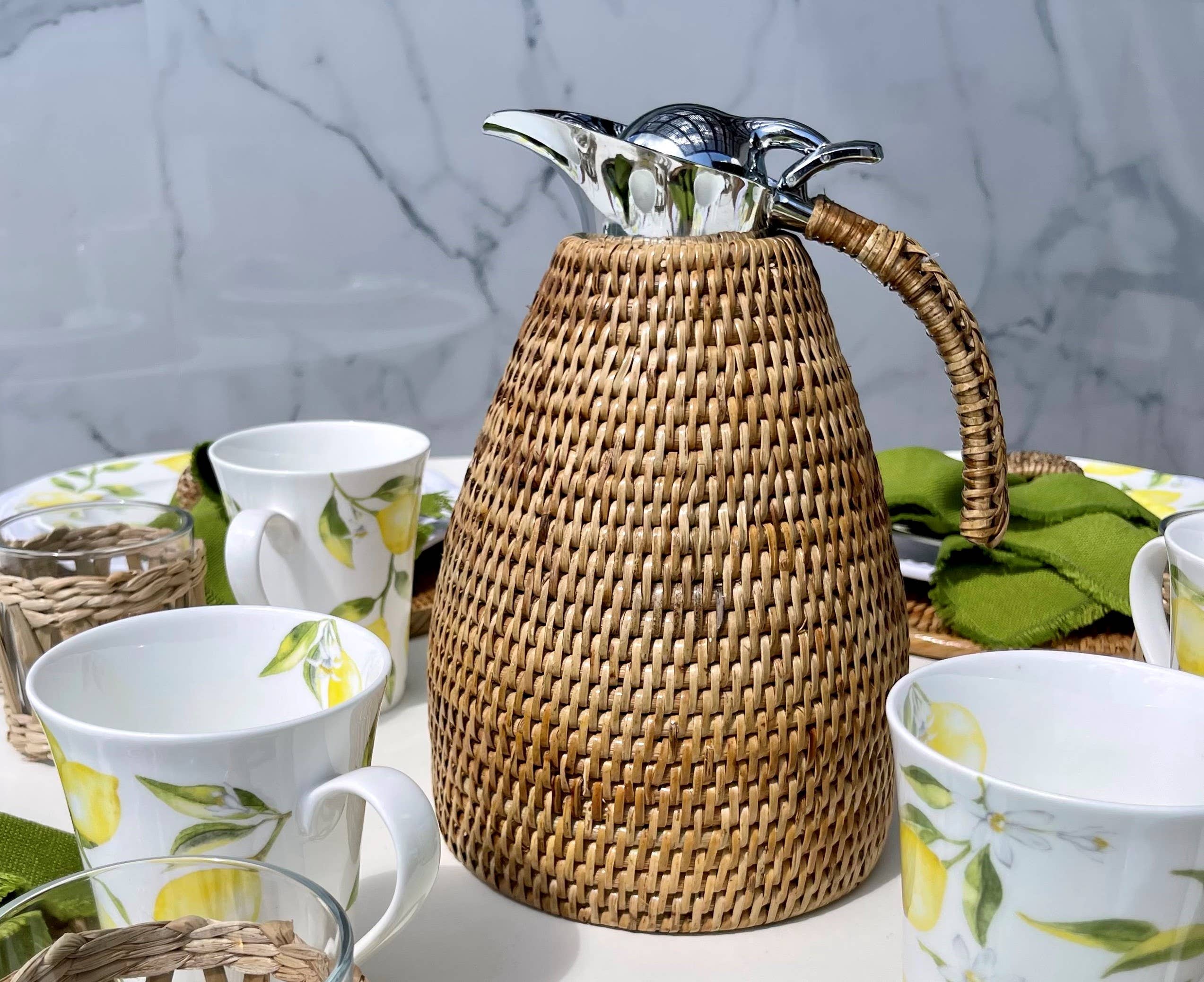 Artifacts Rattan™ 1.5 Liter Stainless Steel Thermos: Honey Brown