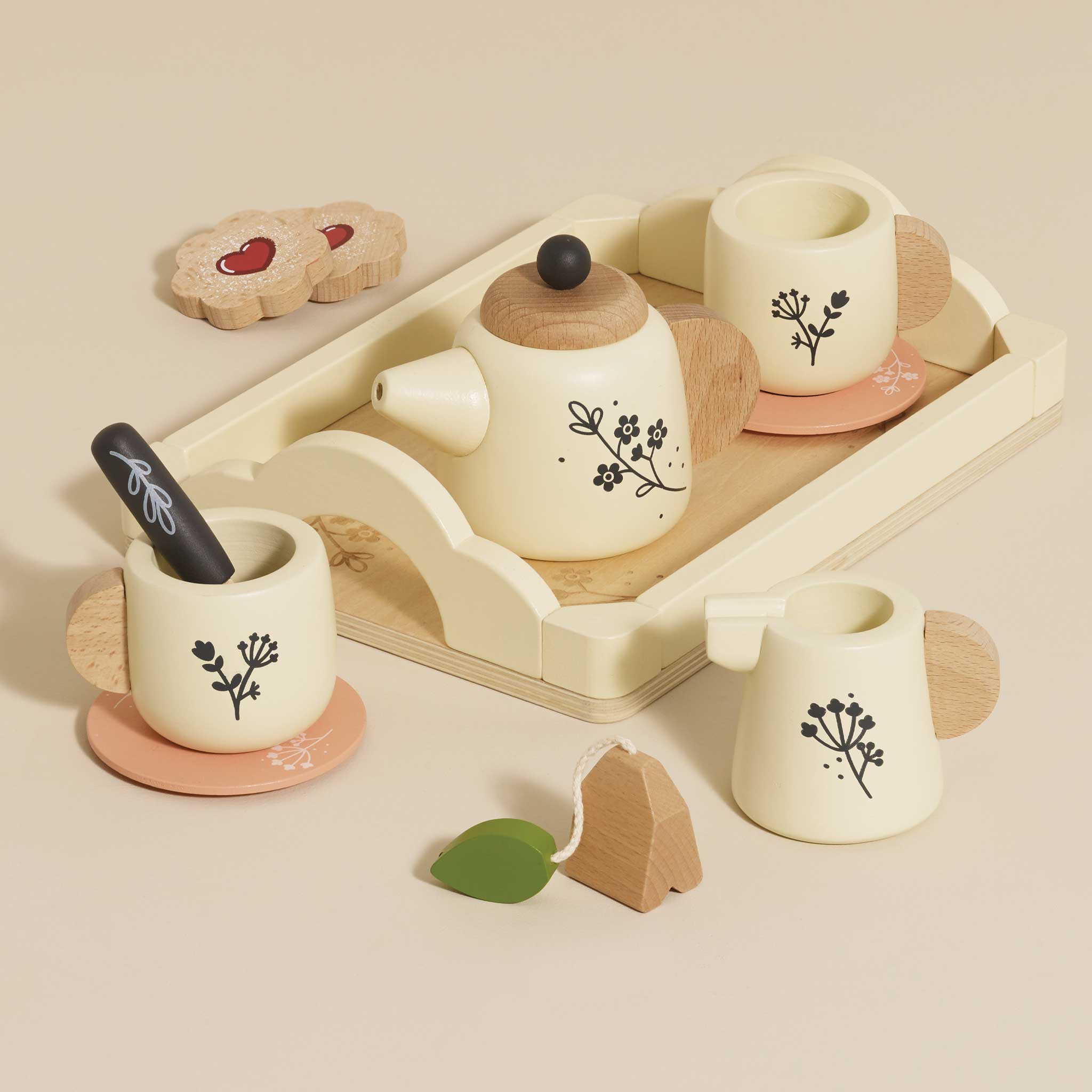 Eco-Friendly Wooden Tea Set & Tray