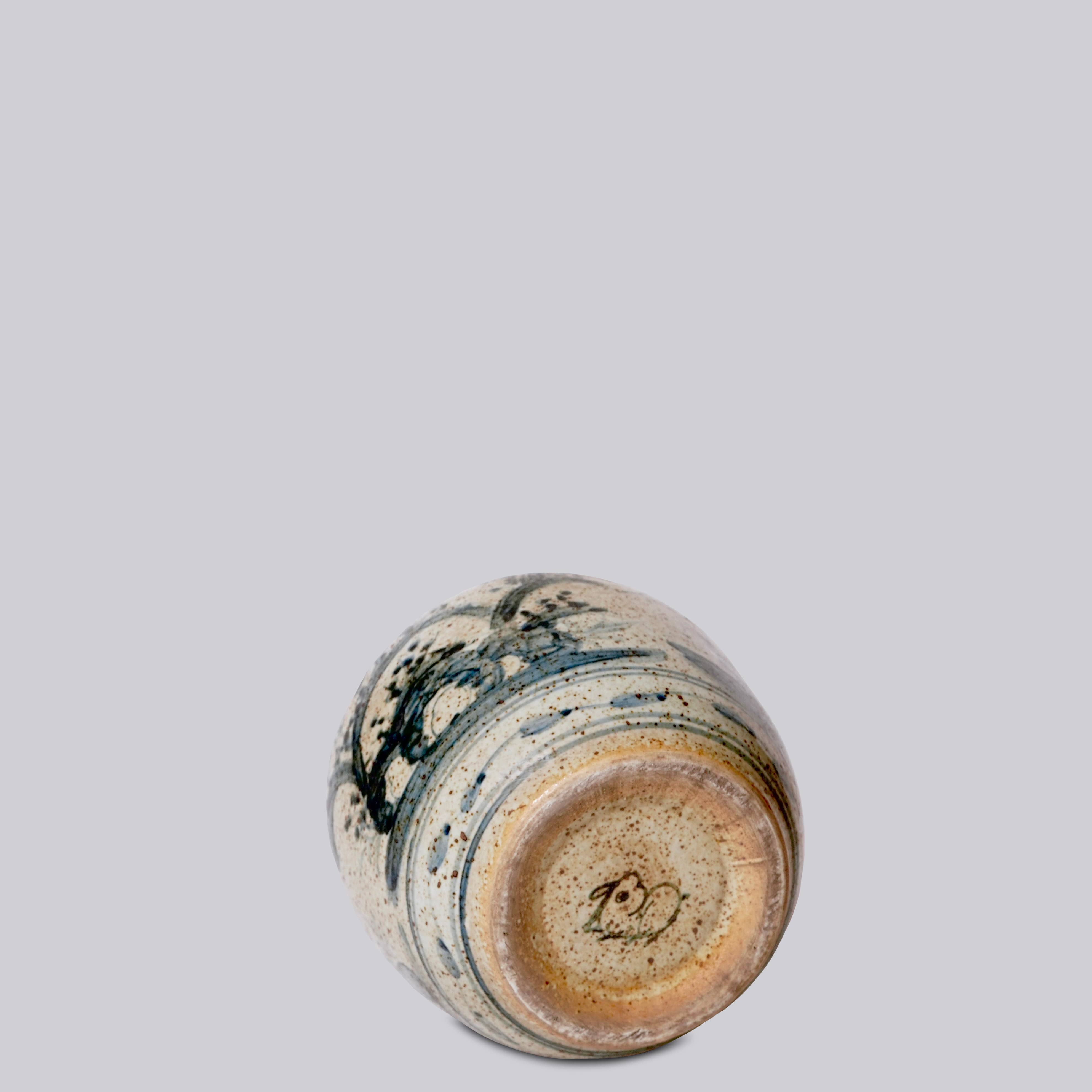 Rustic Porcelain Three Friends Small Round Vase