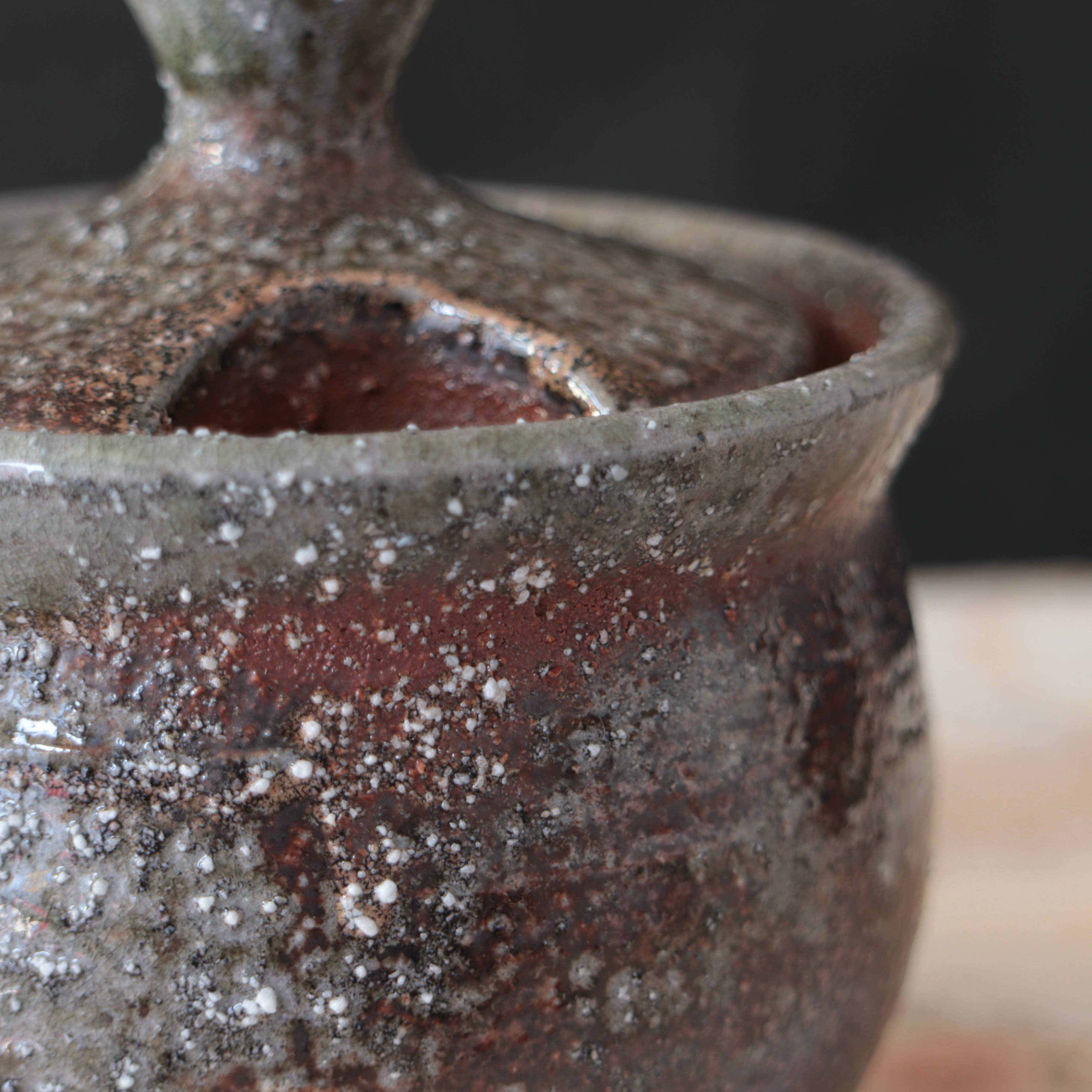 Soda-Fired Sugar Jars Dark Surface Round