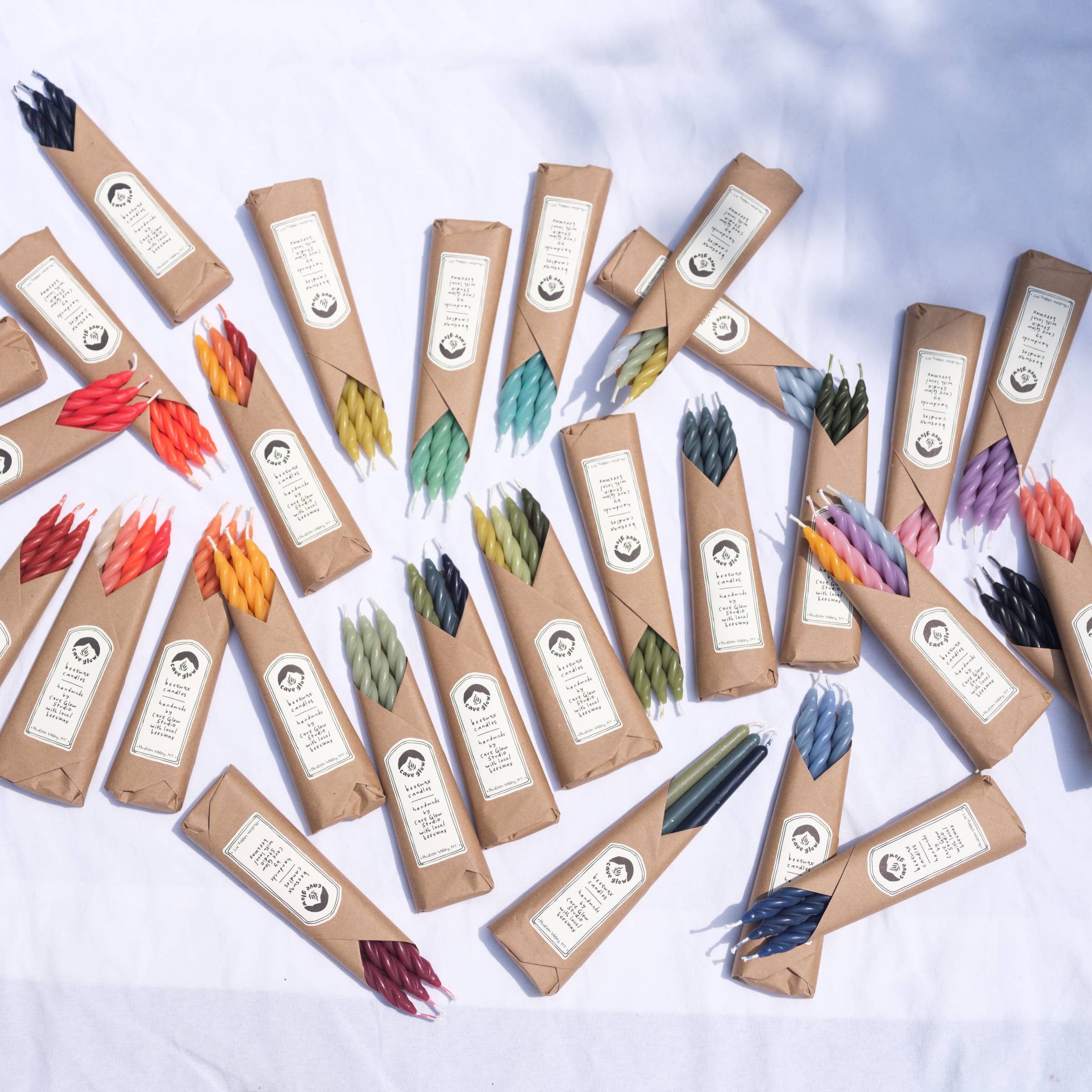 Sand Spiral Beeswax Candles - Set of 3