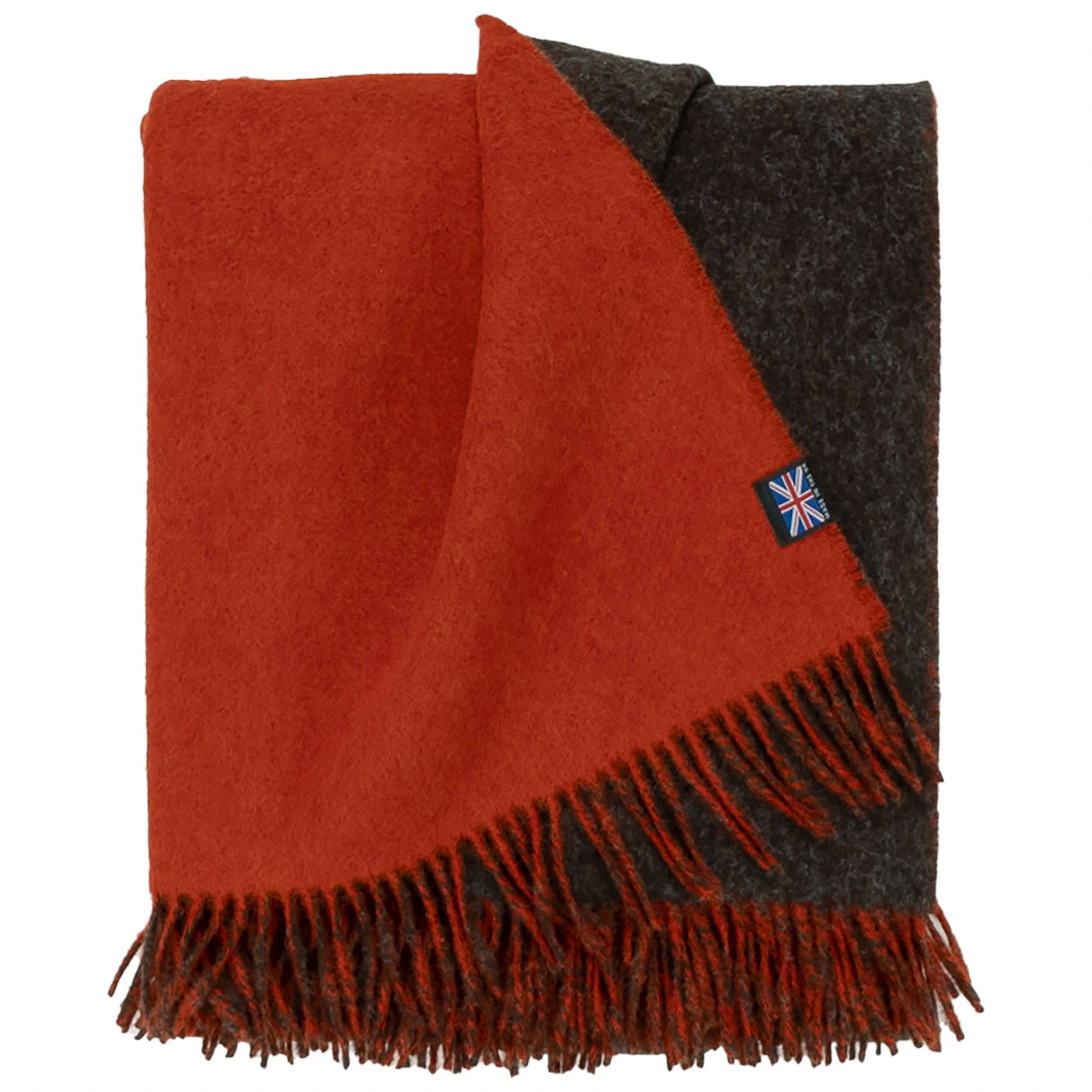 Highland Tweeds Reversible Double Cloth Throw~Charcoal/Camel