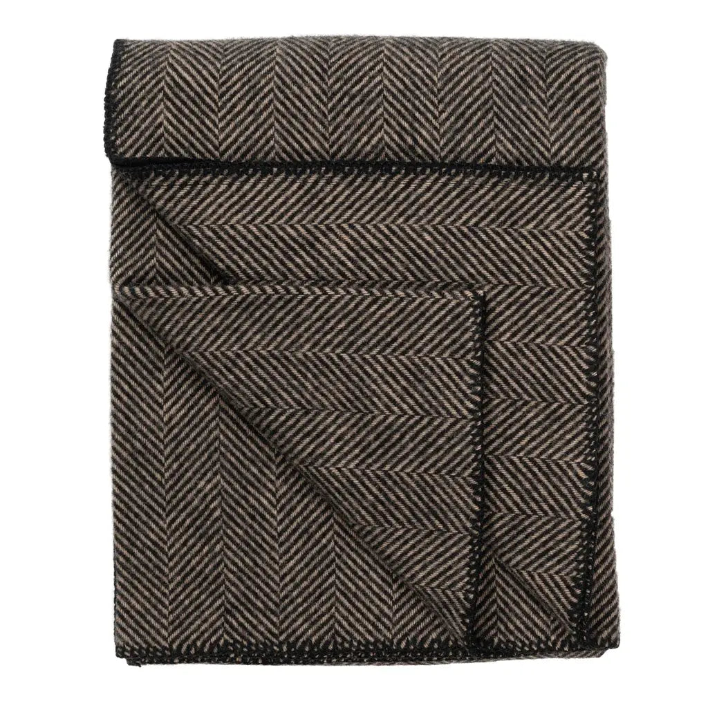Highland Tweeds Wool BIG Throw ~ Black Herringbone ~