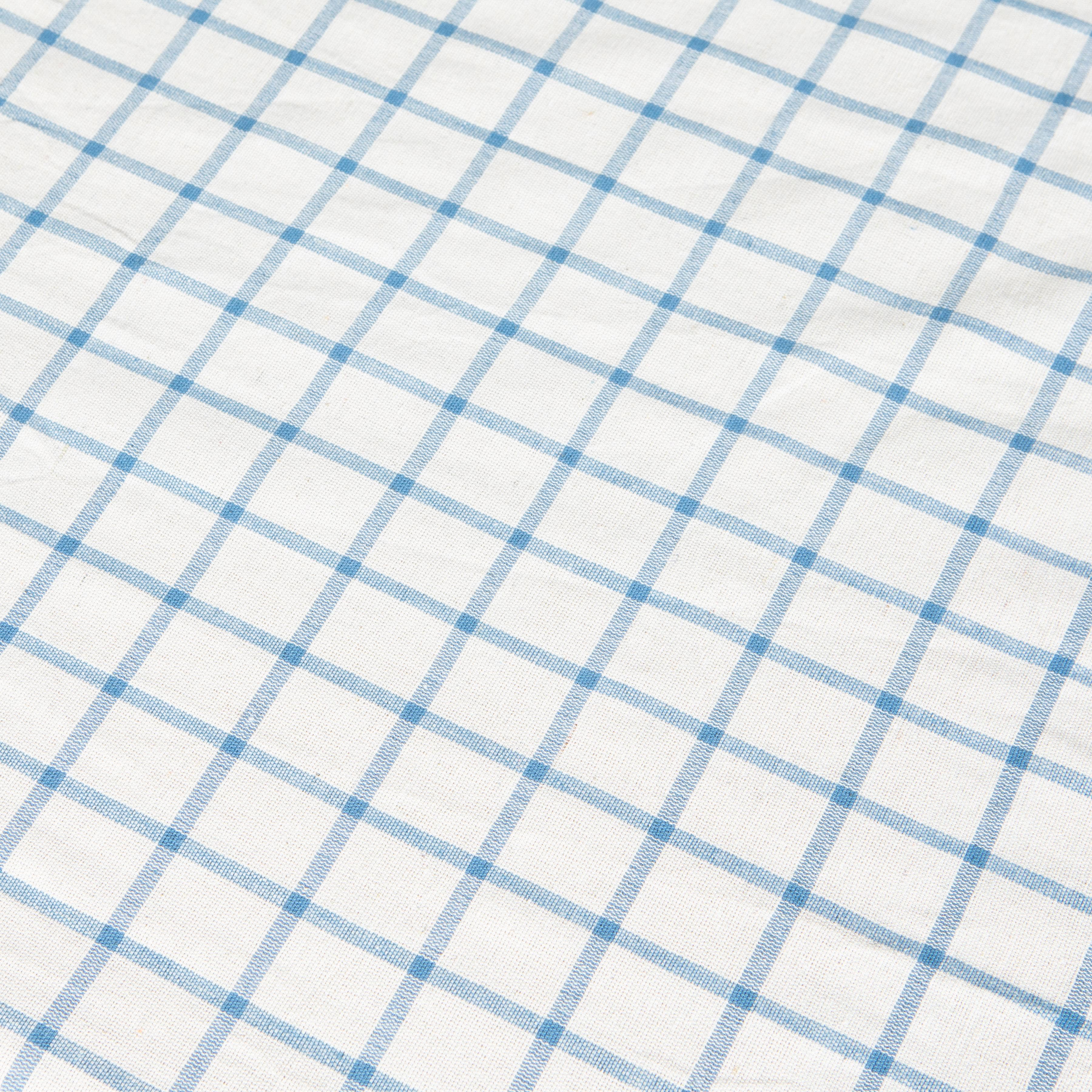 French Tablecloth Windowpane Blue & Natural: 60 x 90 - Rectangle - Seats 4-6