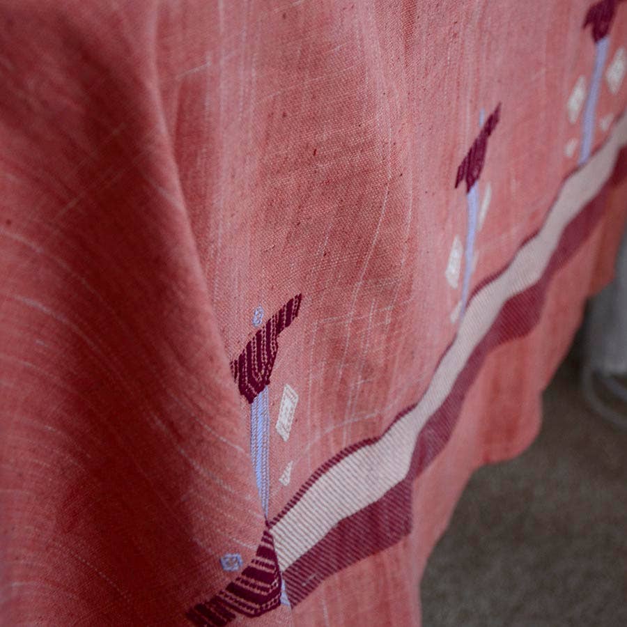 Pink Handwoven Organic Cotton Tablecloth | Indian Summer: 56"x84"