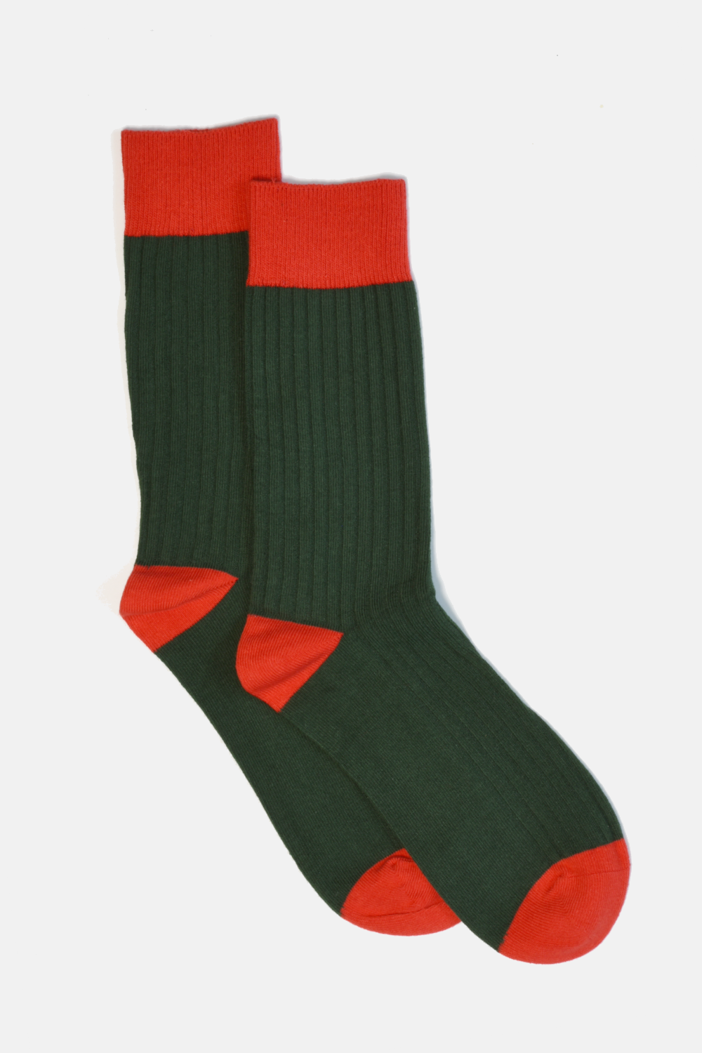Green Ribbed Socks: S/M
