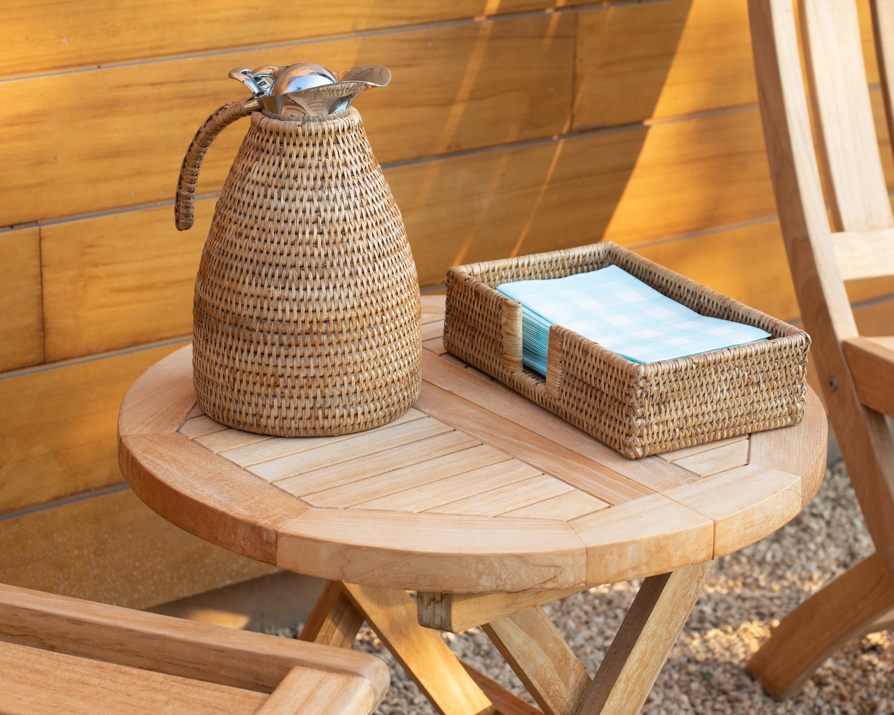 Artifacts Rattan™ 1.5 Liter Stainless Steel Thermos: Honey Brown