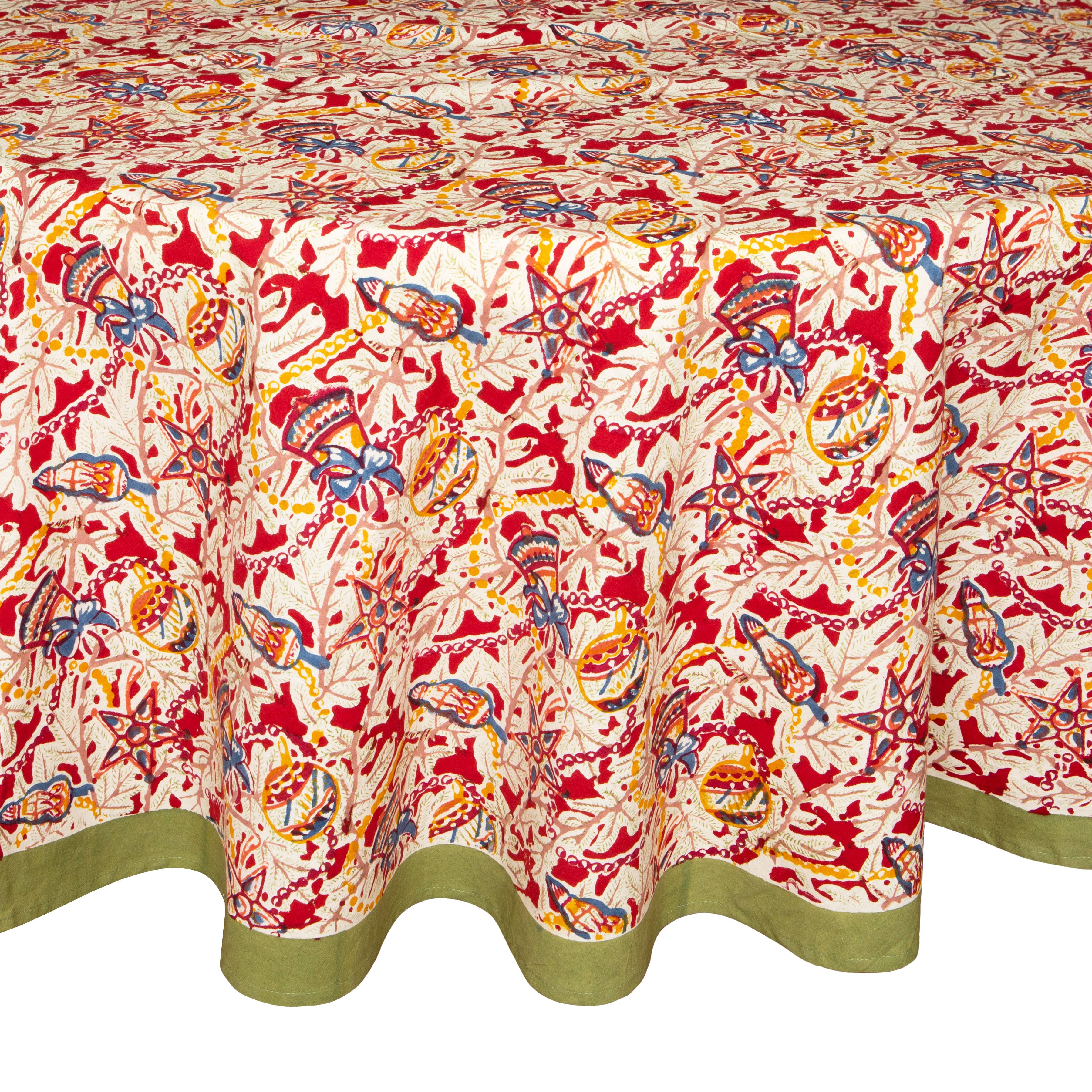 Noel Red & Green | French Tablecloths: 59" x 59"