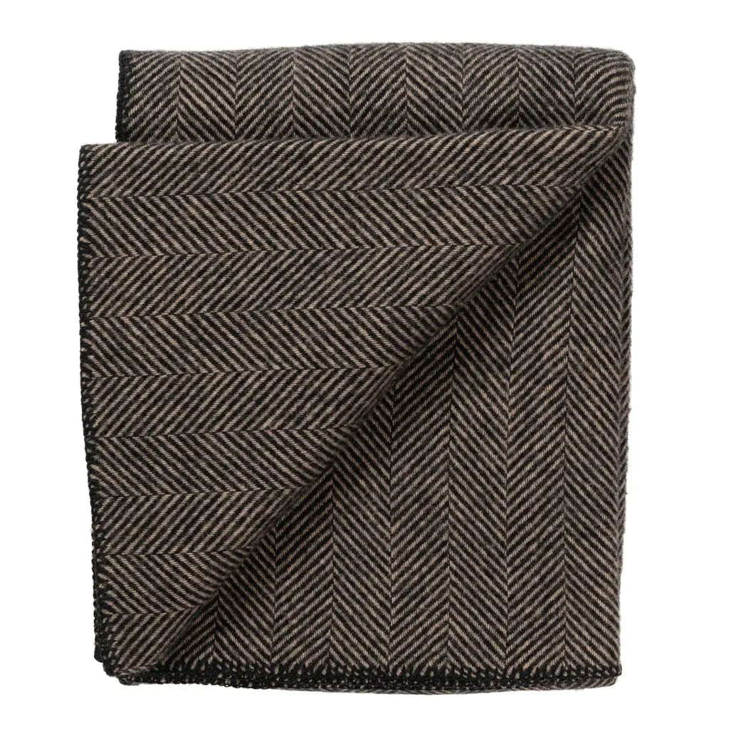 Highland Tweeds Wool BIG Throw ~ Black Herringbone ~