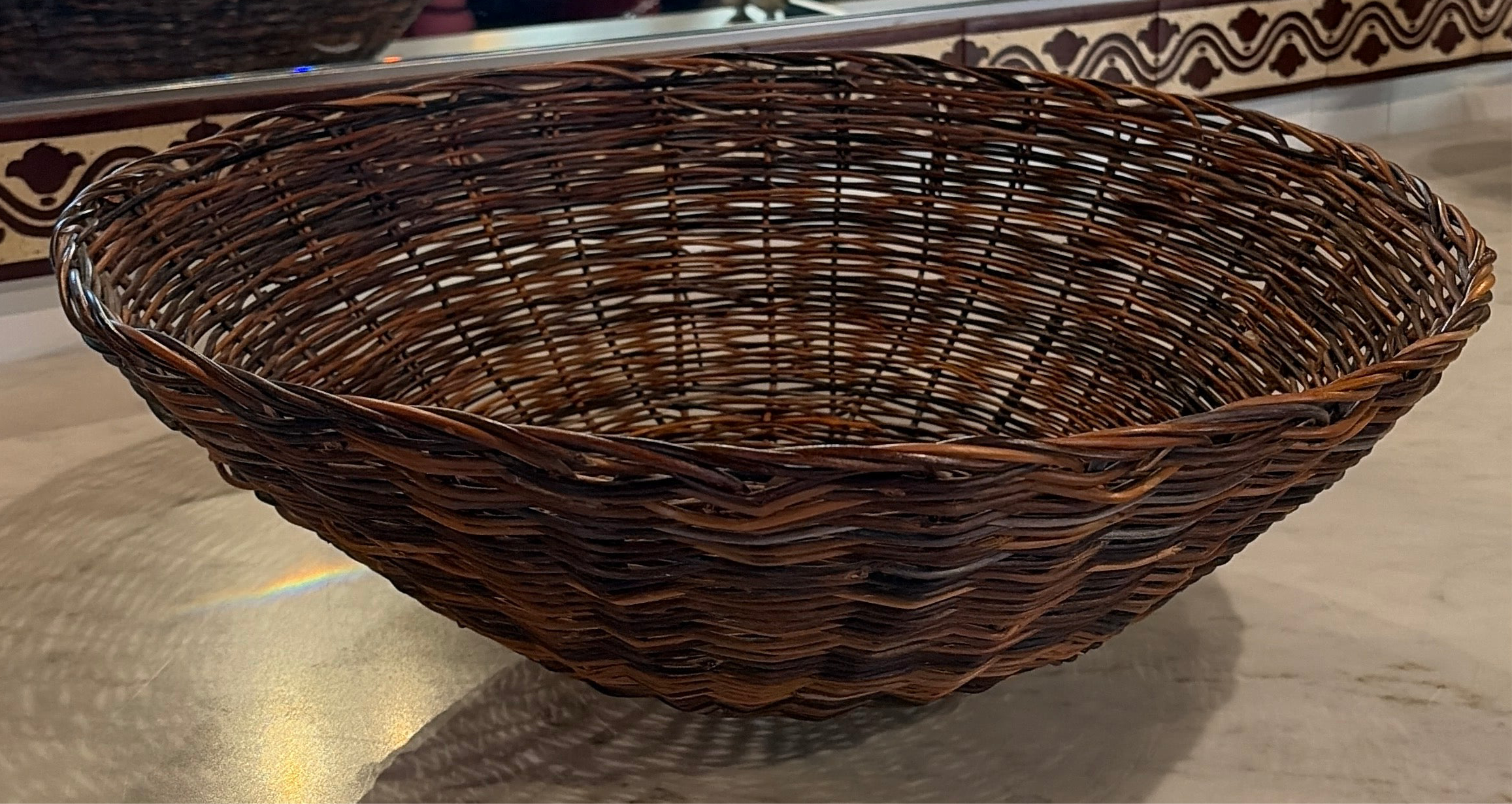 Vintage Wicker Bowl Basket
