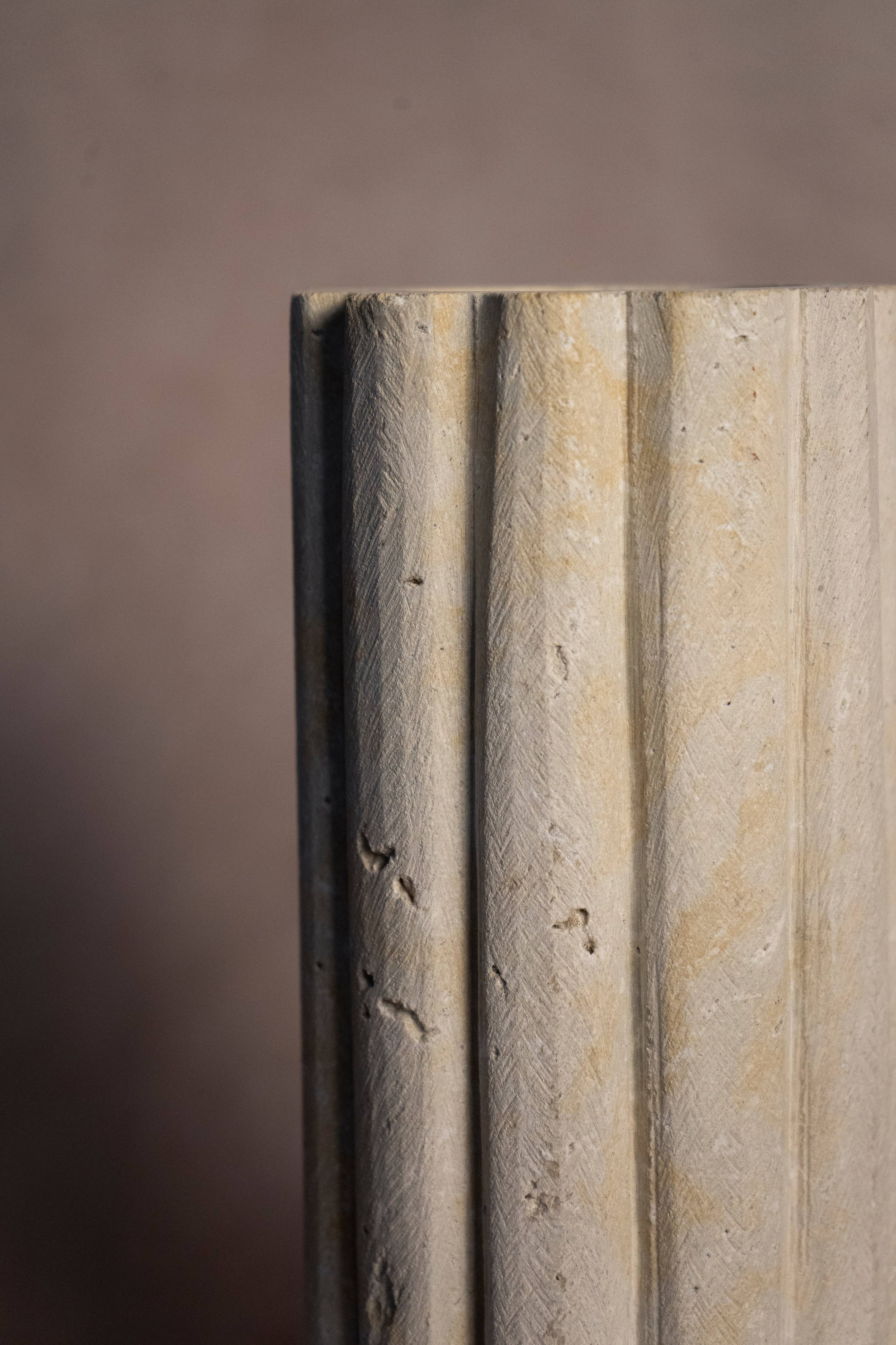 Medium Fluted Vase - Travertine