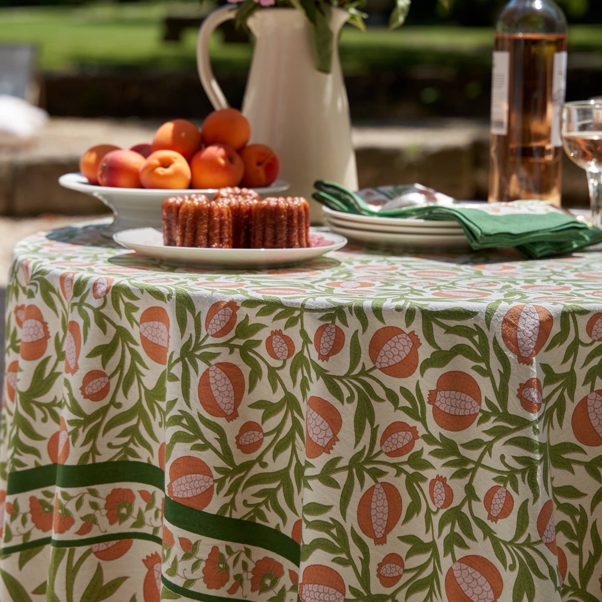 Grenadine Orange & Green Tablecloth: 59" x 59"
