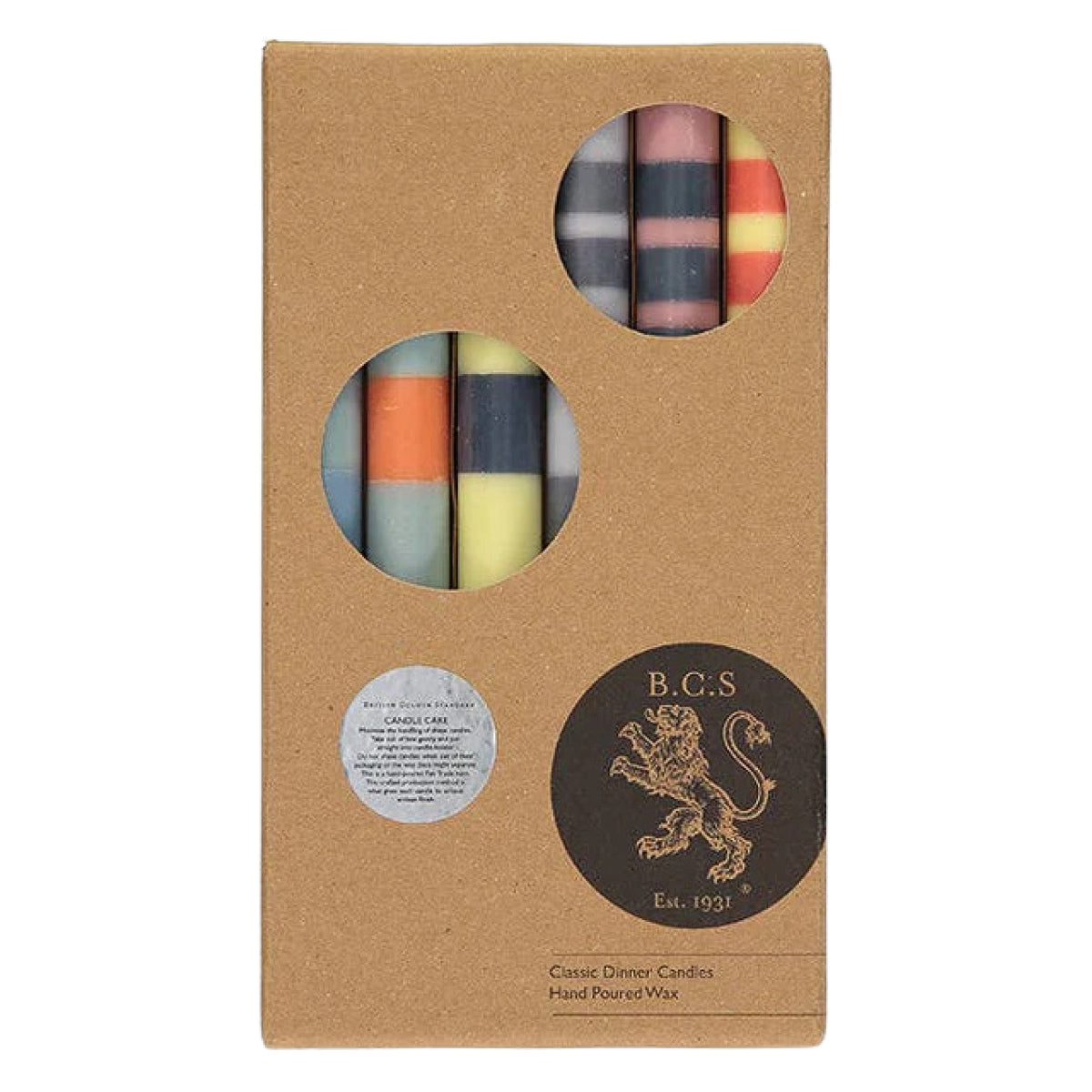 Striped Mixed Pack of Striped Eco Dinner Candles, Box of 6