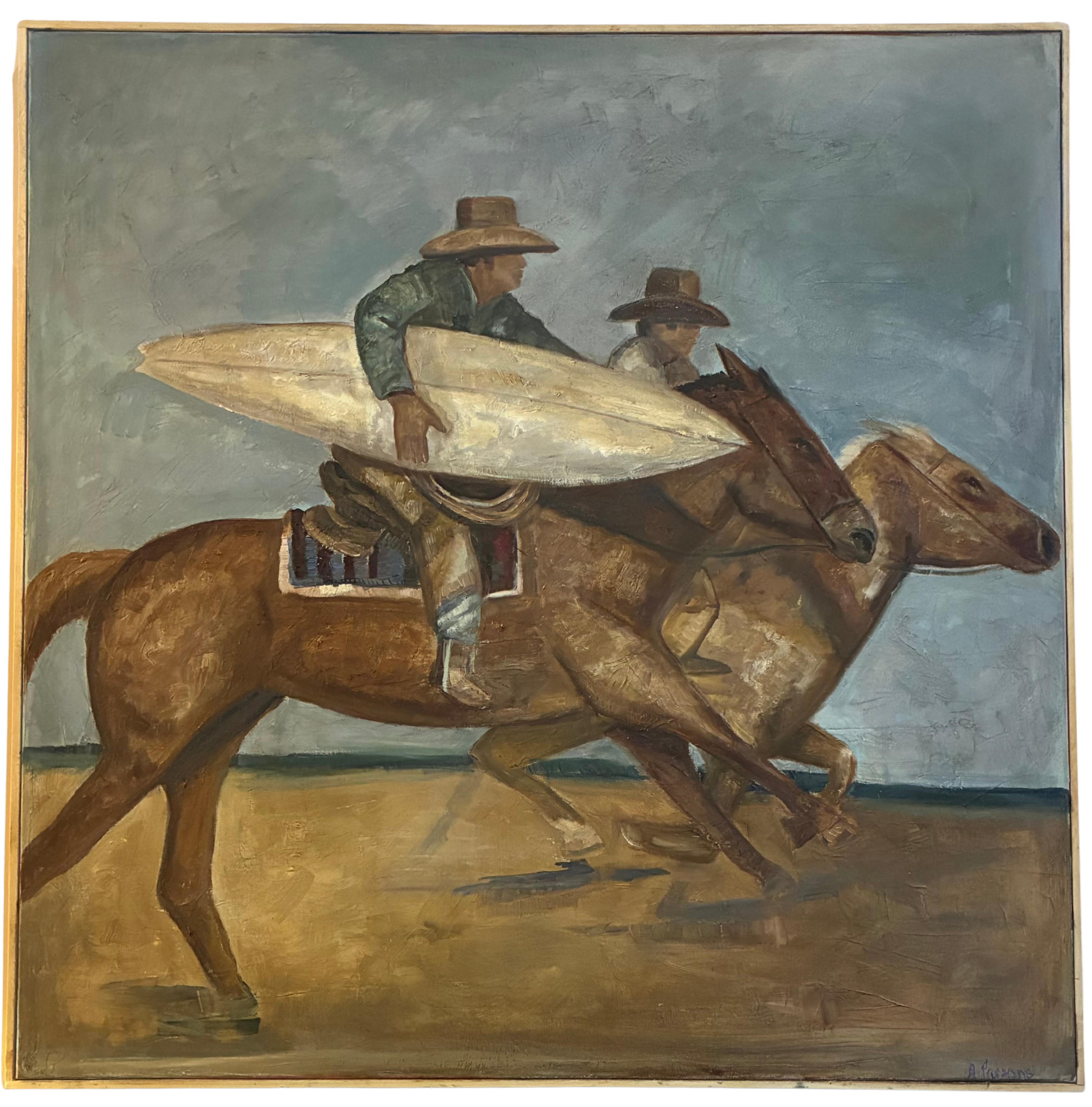 Alison Parsons, Surfing Cowboys 30” x 30”