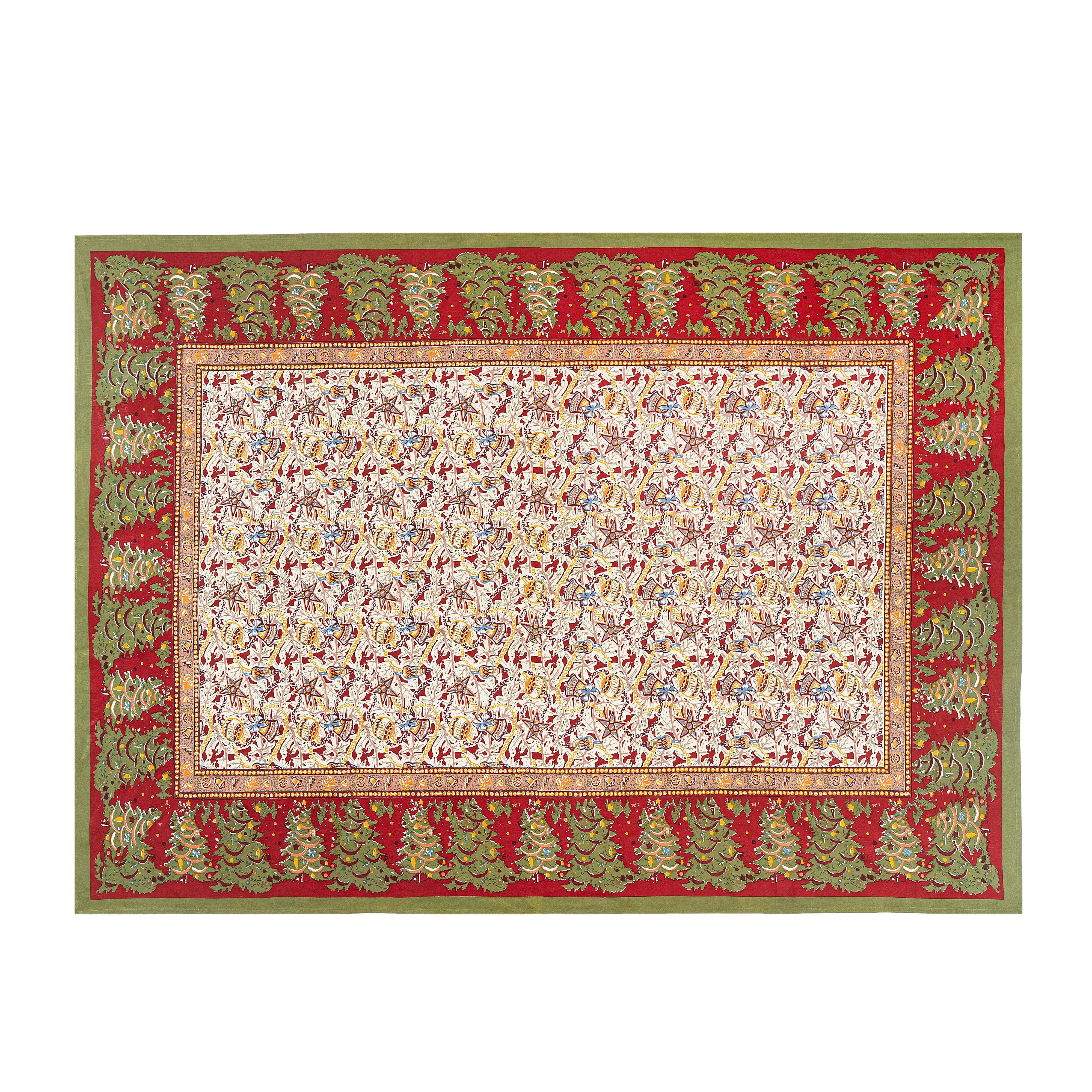 Noel Red & Green | French Tablecloths: 59" x 59"