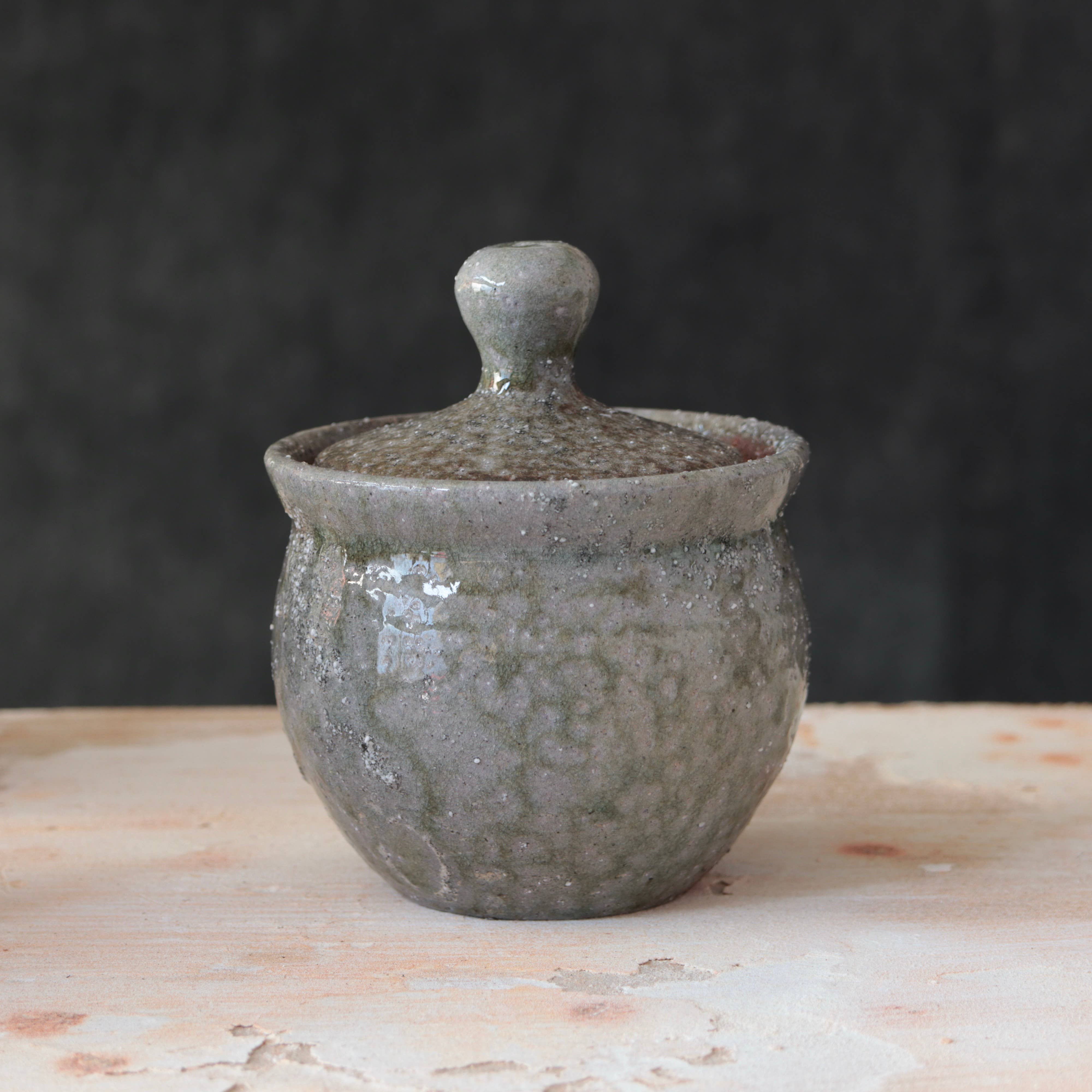 Soda-Fired Sugar Jars Dark Surface Round
