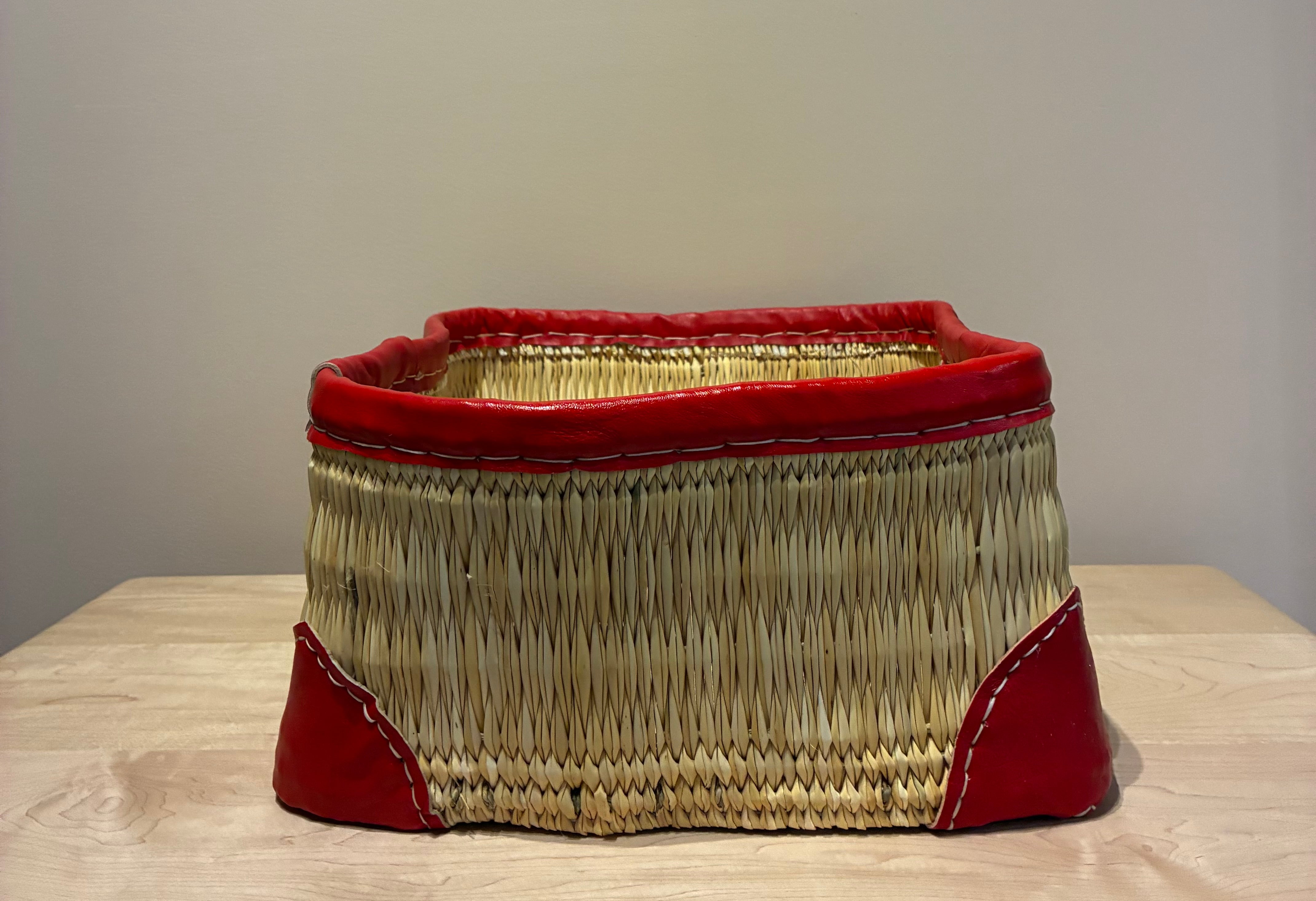 Medium Red Trim Storage Basket