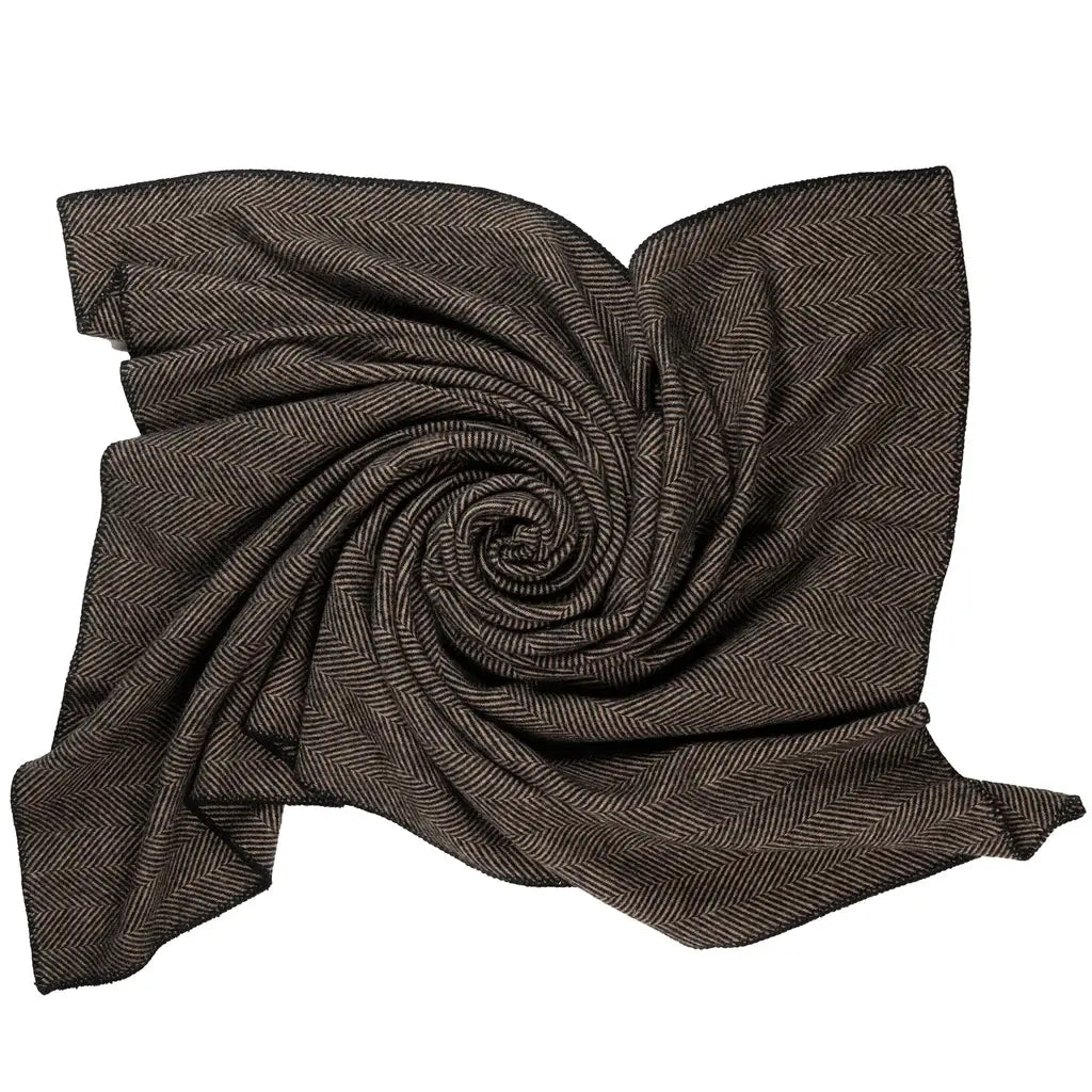 Highland Tweeds Wool BIG Throw ~ Black Herringbone ~