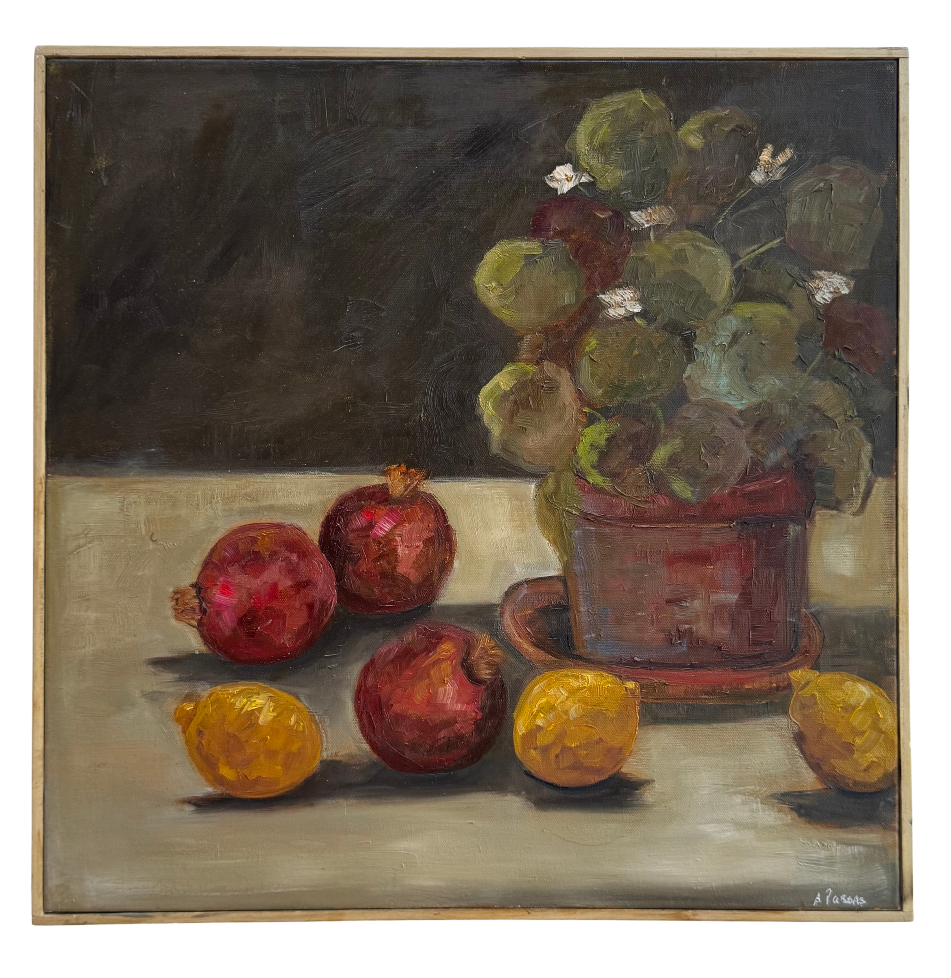 Alison Parsons, Plant with Pomegranates and Lemons 20” x 20”