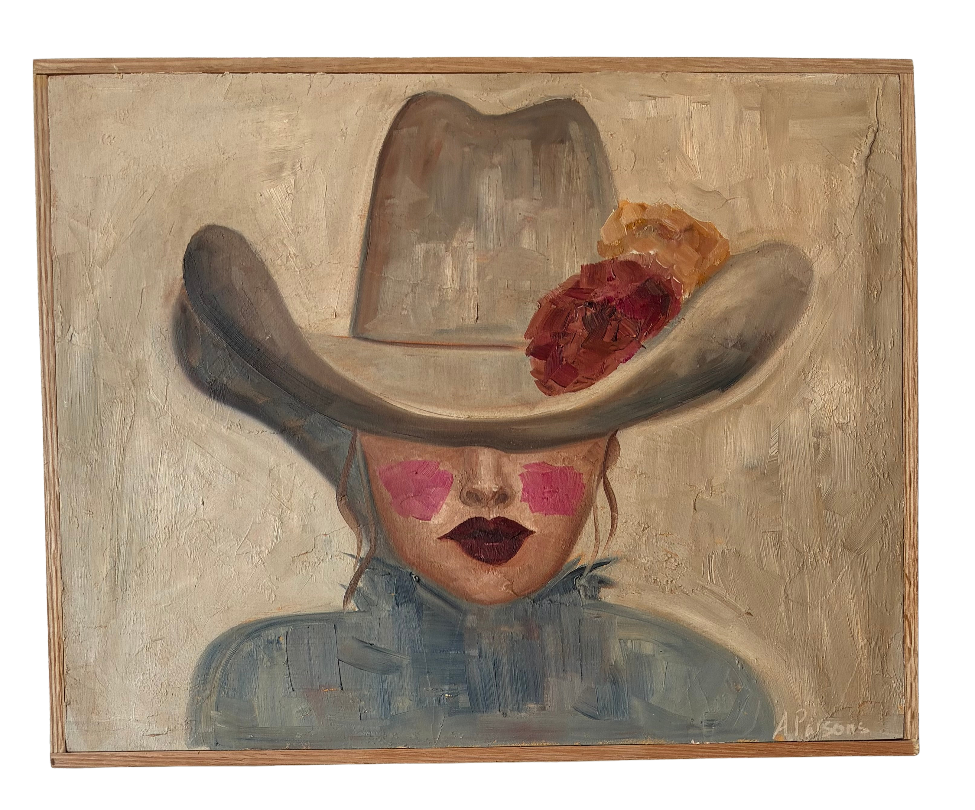 Alison Parsons, Cowgirl Hat with Flowers, 14” x 11”