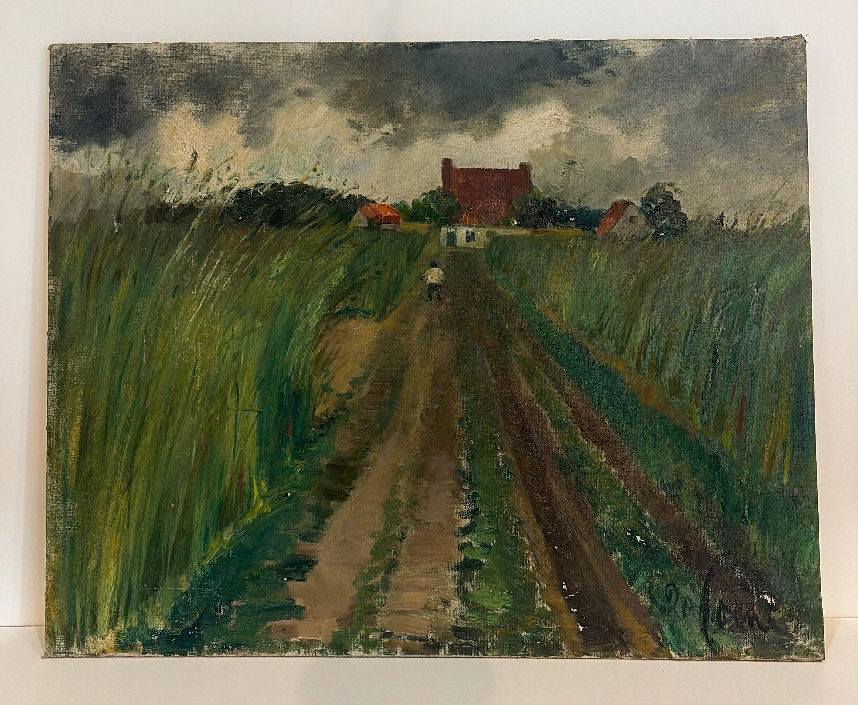 Vintage Farm Life Painting 39.5” x 32”