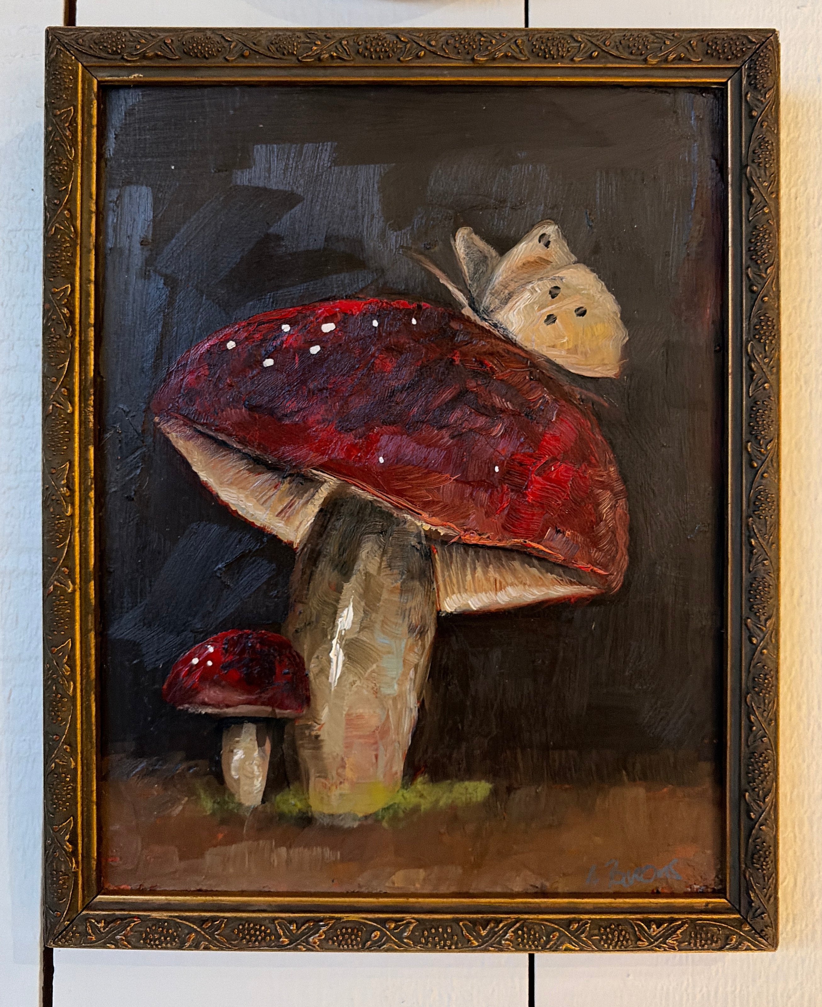 Ali Parsons, Big Mushroom Little Mushroom Yellow Butterfly 10”x8”