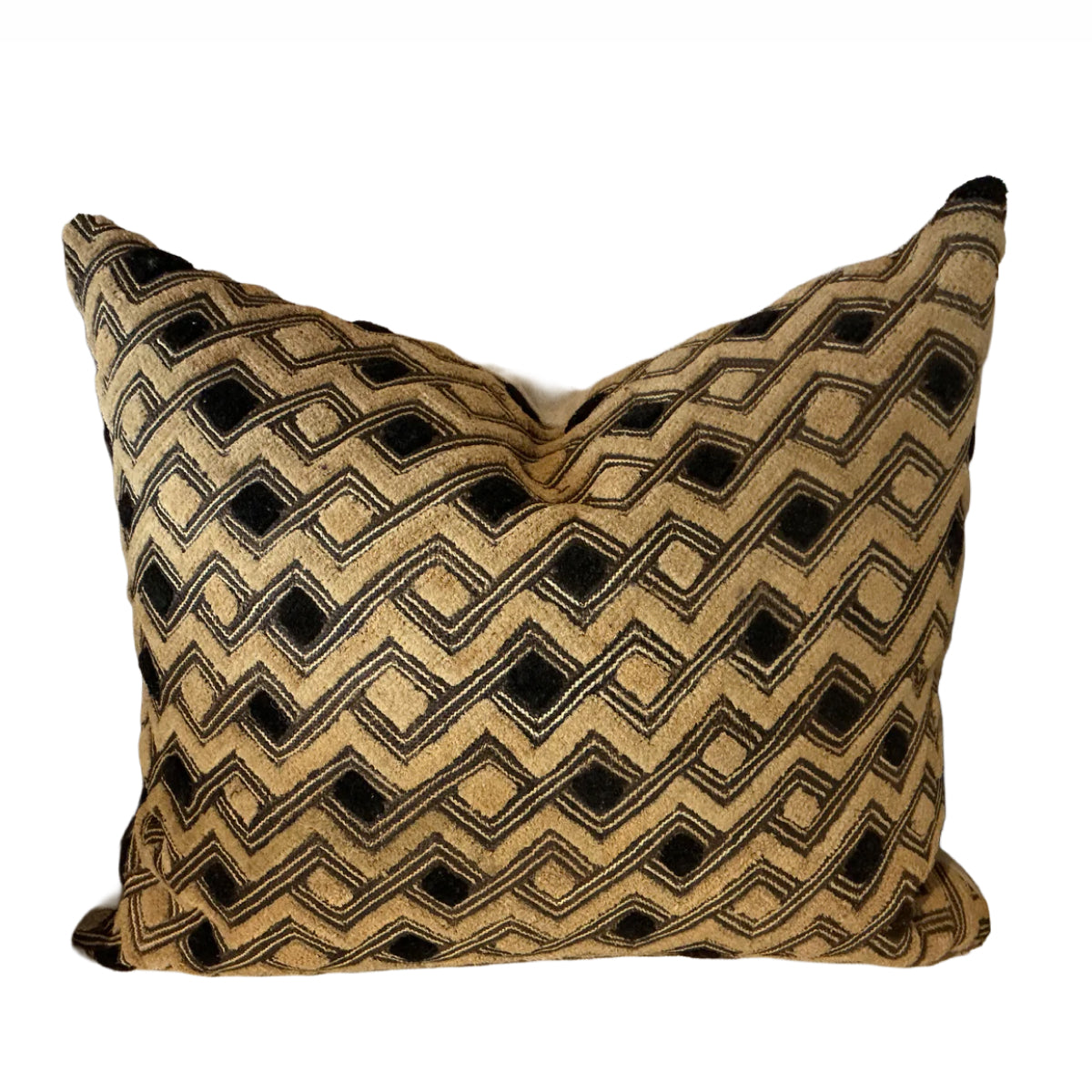 Rectangle Black and Tan Jacquard Pillow