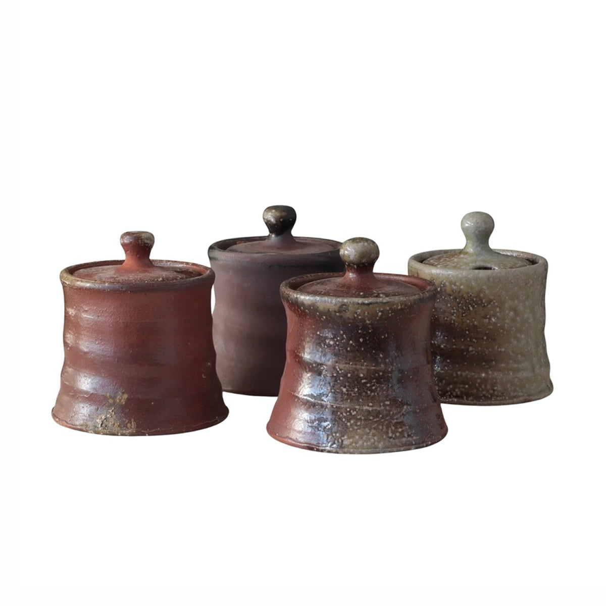 Soda-Fired Sugar Jars Hourglass Shape Dark